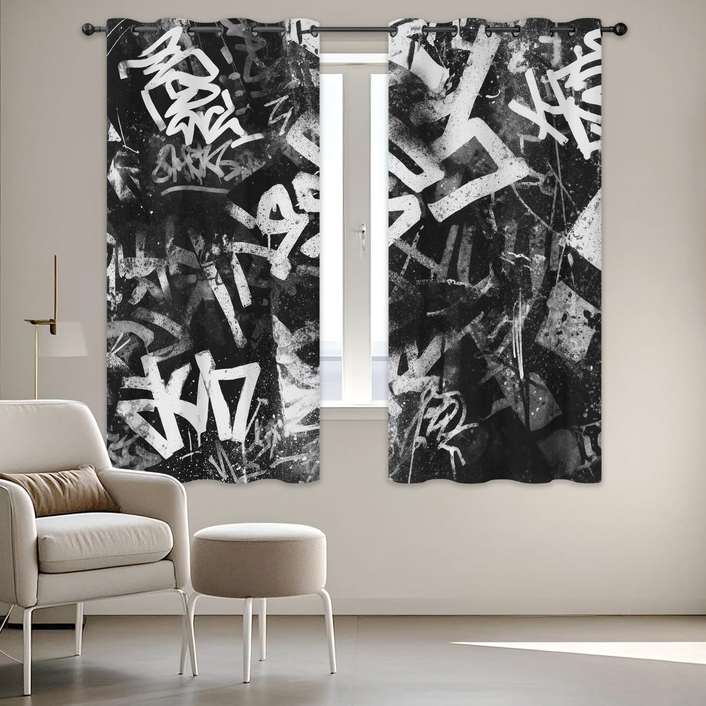Graffiti Blackout Curtains for Bedroom Living Room Cool Graffiti