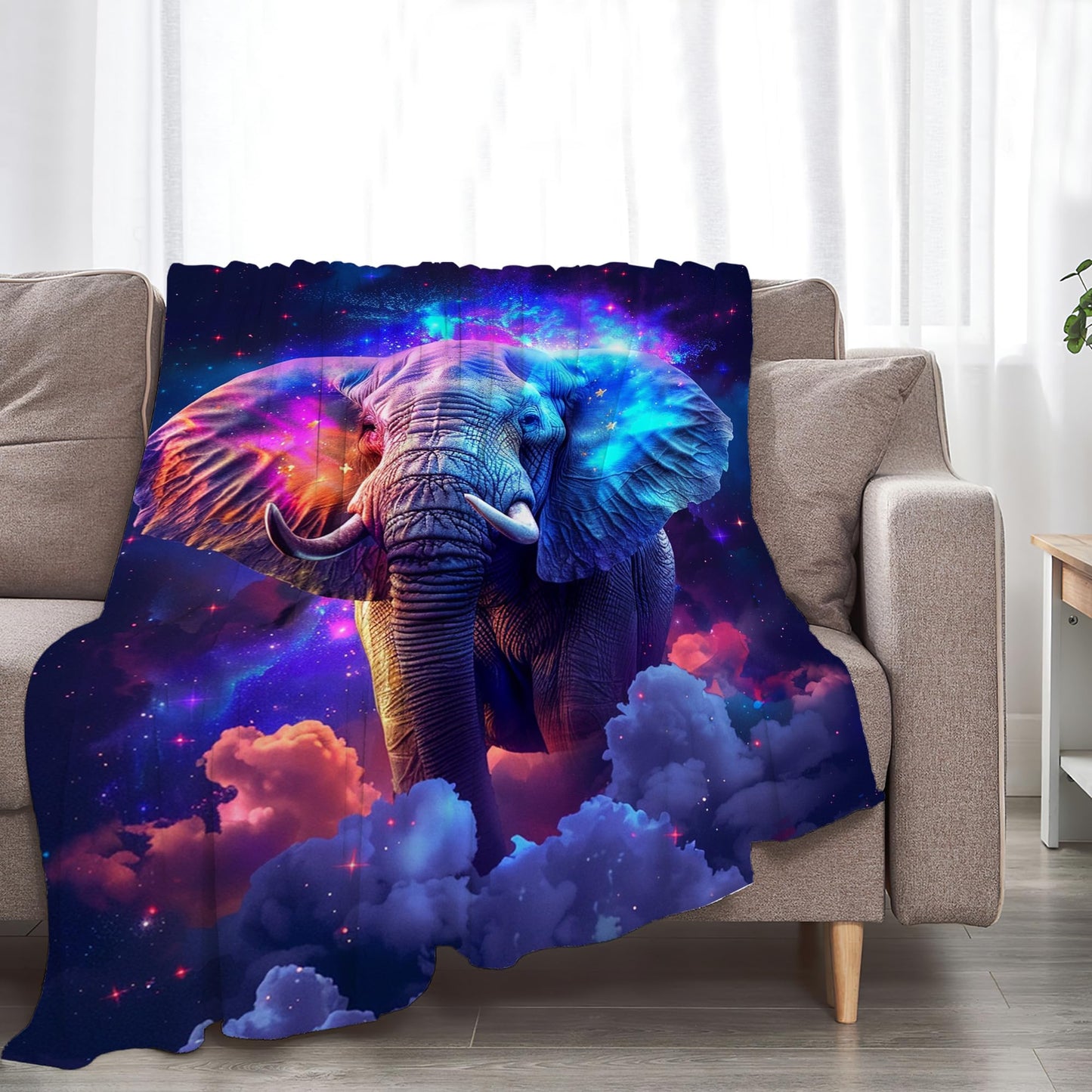 Fantasy Elephant Throw Blanket - Soft, Warm & Cozy Fleece for Couch, Sofa, Bed - 50"x40" - Animal Blanket for Girls, Boys, Women, Men, Kids, Adults