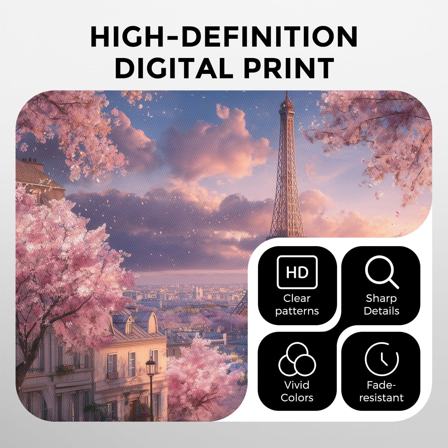 Paris Eiffel Tower Curtains for Bedroom, Sunset Scenery Blackout Curtains Living Room Decor, Paris Thermal Insulated Grommet Drapes & Home Decor, 42 x 84 Inch 2 Panels K-X53