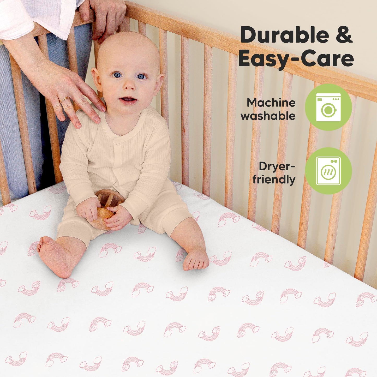 KeaBabies 2-Pack Organic Cotton Crib Sheets for Boys, Girls - 52x28 Fitted Crib Mattress Sheet Neutral, Breathable Cover for Baby Bed Set, Toddler Mattress, Soft & Cute Prints (Dreamland)