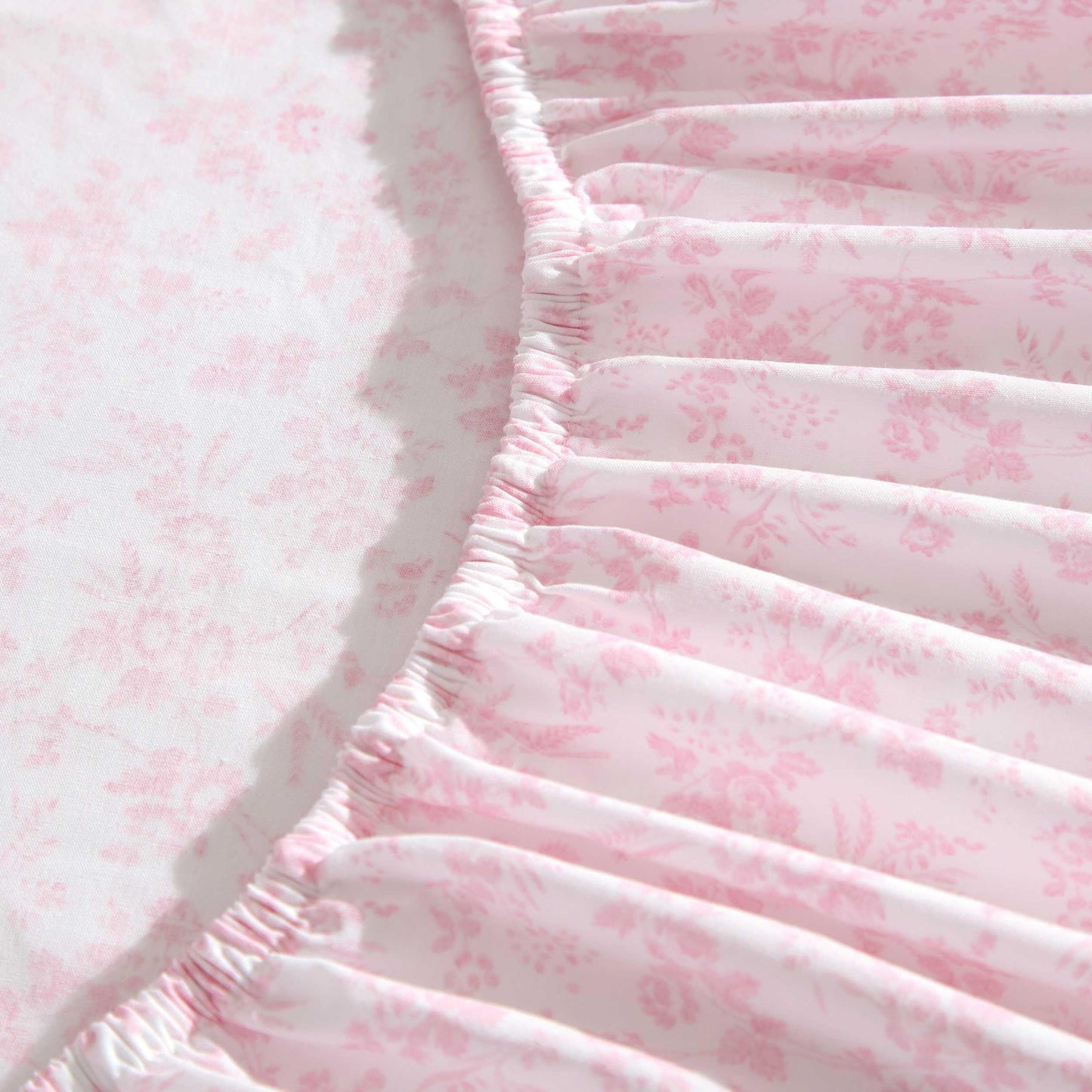 Laura Ashley - King Sheet Set, Crisp & Cool Cotton Percale Bedding with Deep Pockets, Lightweight for Year Round Comfort, Bed Sheets with Matching Pillowcases (Floral Toile Pink)