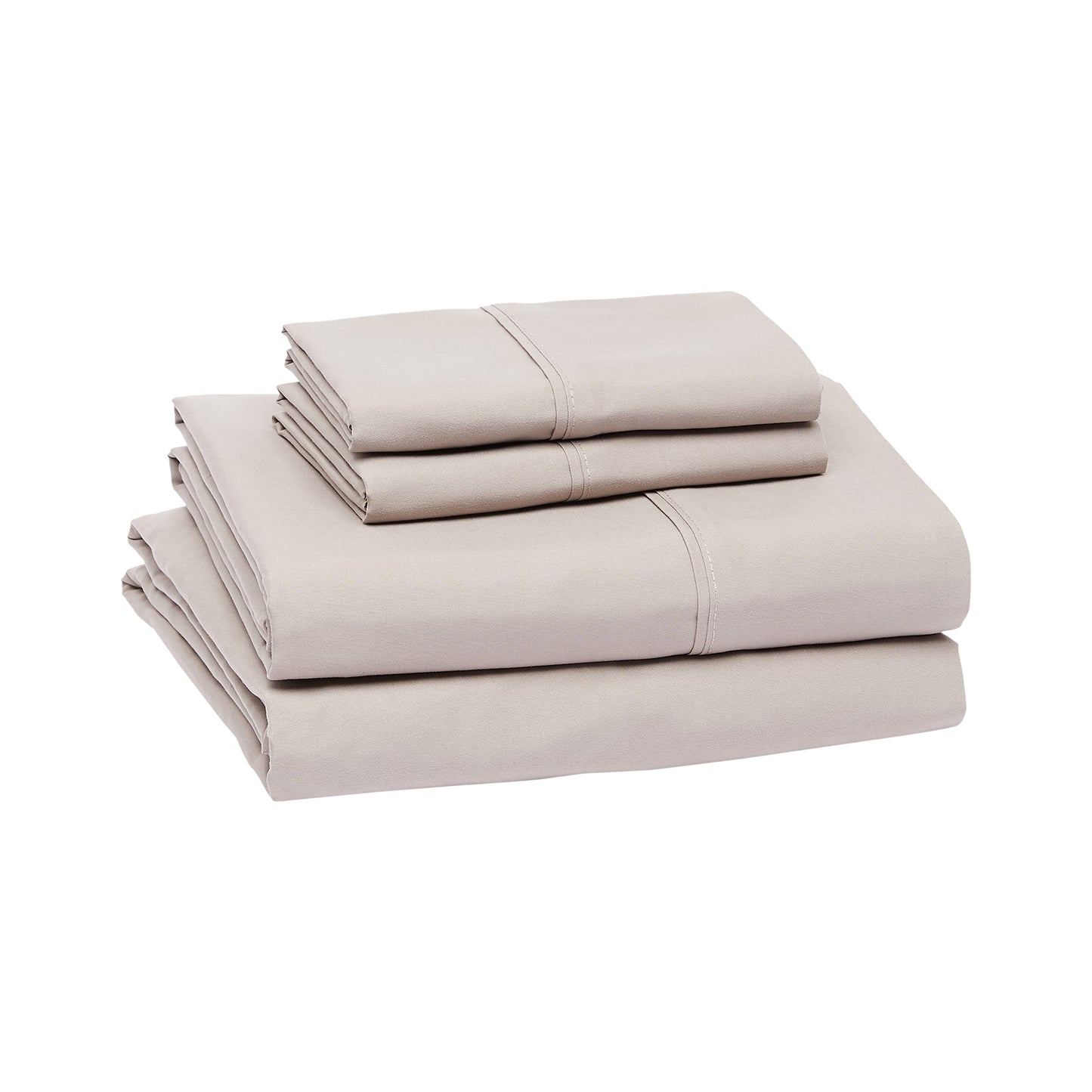 Amazon Basics Lightweight Super Soft Easy Care Wrinkle Free Breathable Microfiber 4 Piece Bed Sheet Set with 14-Inch Deep Pockets, Machine Washable, Brushed, King, Taupe, Solid