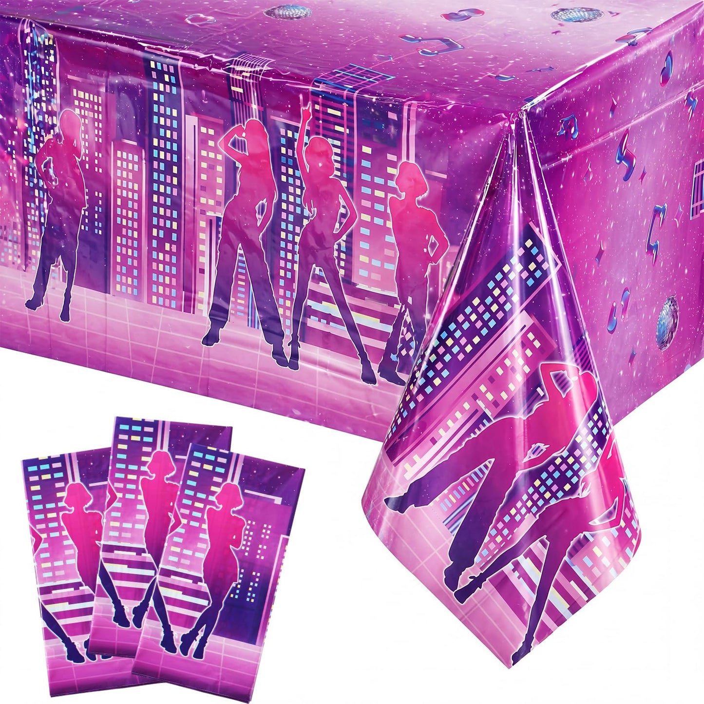 Irenare 3 Pack Kpop Theme Table Cloth Korean 54 x 108 Inch Kpop Birthday Decoration Girl Group Table Cover Disposable Waterproof Plastic Tablecloth for Birthday Supply Girl Fan Concert(Silhouette)