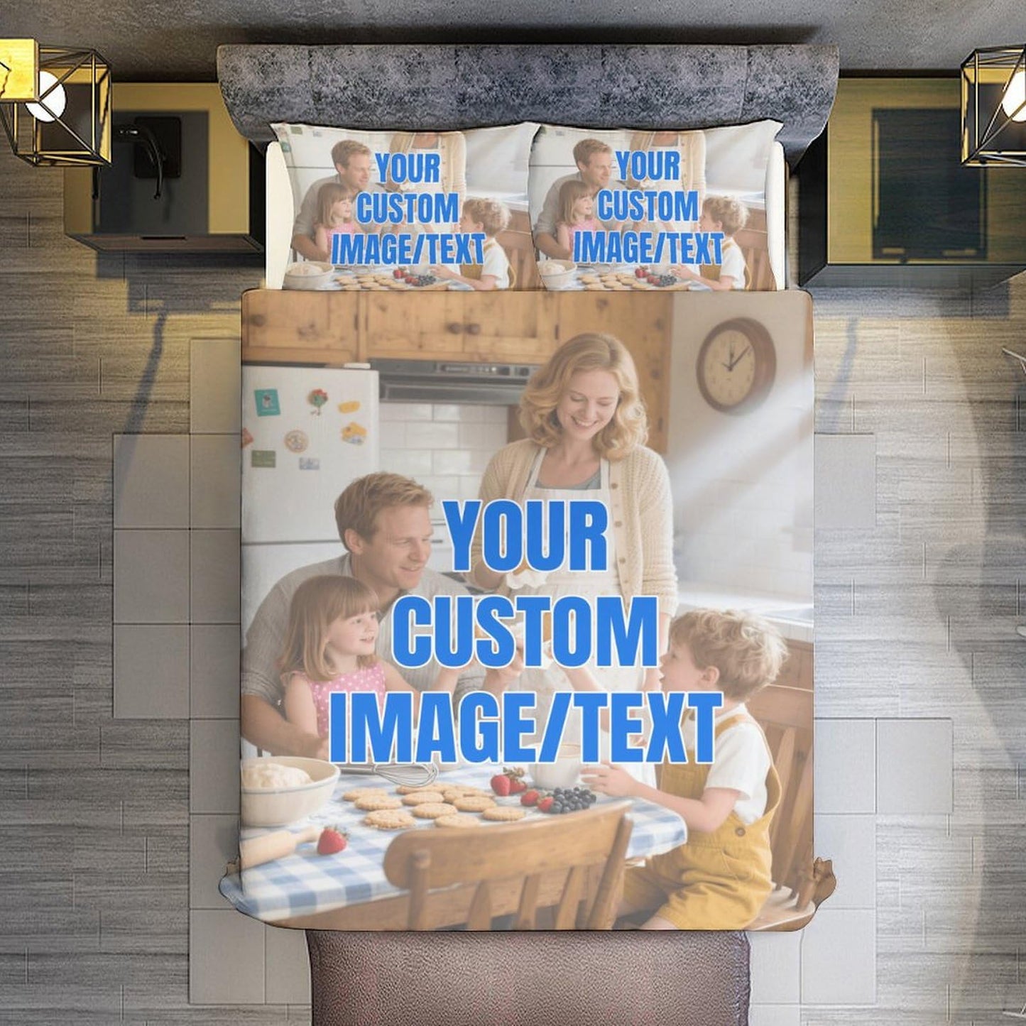 Lonhooker Custom Comforter Set, Custom Three-piece Bed Set Personalized Cover Set 3-Piece with 2 Pillowcases Customized Picture Bedding Sets with Picture Text Logo Universal All Season (Color03)