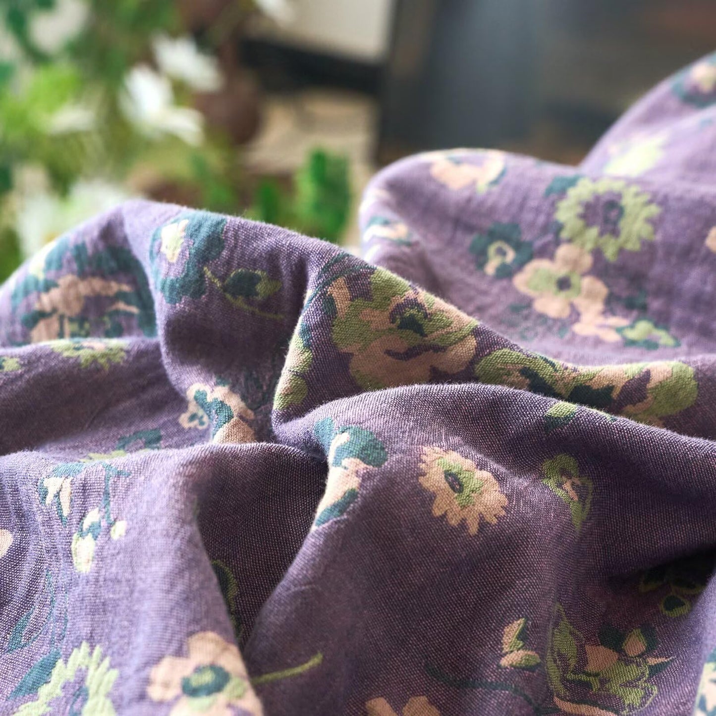 mixinni Vintage Floral Duvet Cover King Set - Purple & Green Reversible Jacquard, 100% Yarn-Dyed Double-Layer Cotton, Breathable Luxury Bedding (3-Piece, Includes 2 Pillowcases) Farmhouse & Bohemian