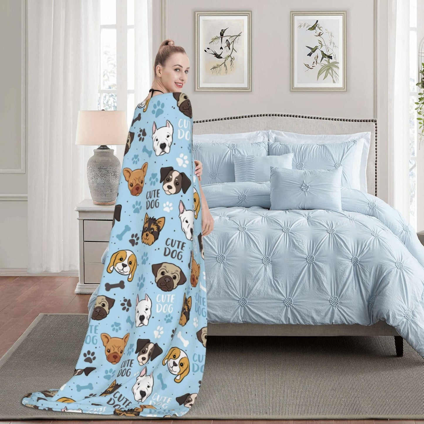 Cute Puppy Dog Dogs Fleece Blanket - Soft Cozy Plush Throw Blanket for Adults Kids Pet, Lightweight Warm Flannel Sherpa Blanket for Couch Bed Sofa, Gift for Dog Lovers 50"x40"