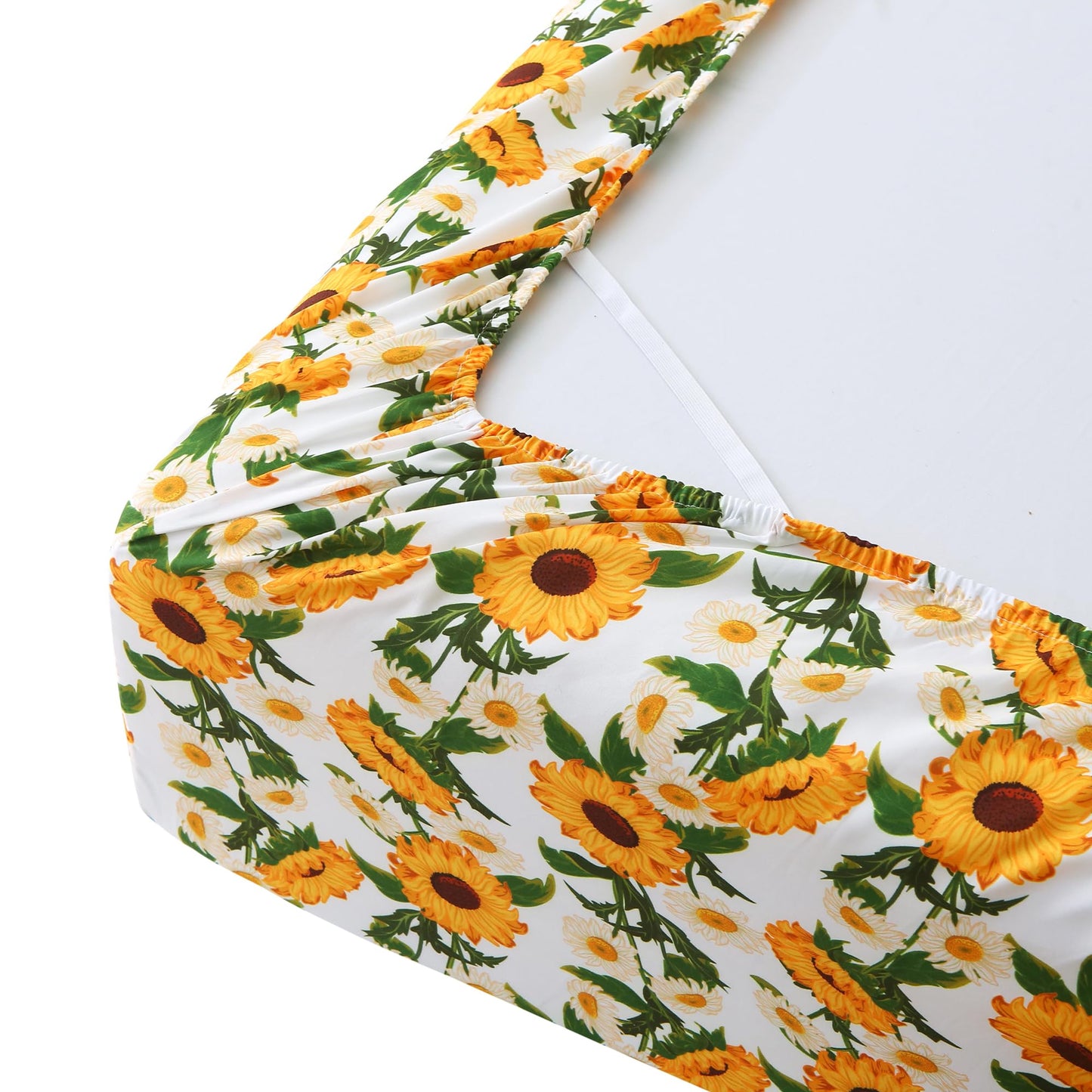 Mooreeke Cozy Vintage Microfiber Printed Floral Twin Sheet Set - Soft & Breathable Yellow Sunflower Bed Sheets with Extra Deep Pocket - Non-Slip Fitted Design - Sunflower Pattern - Twin