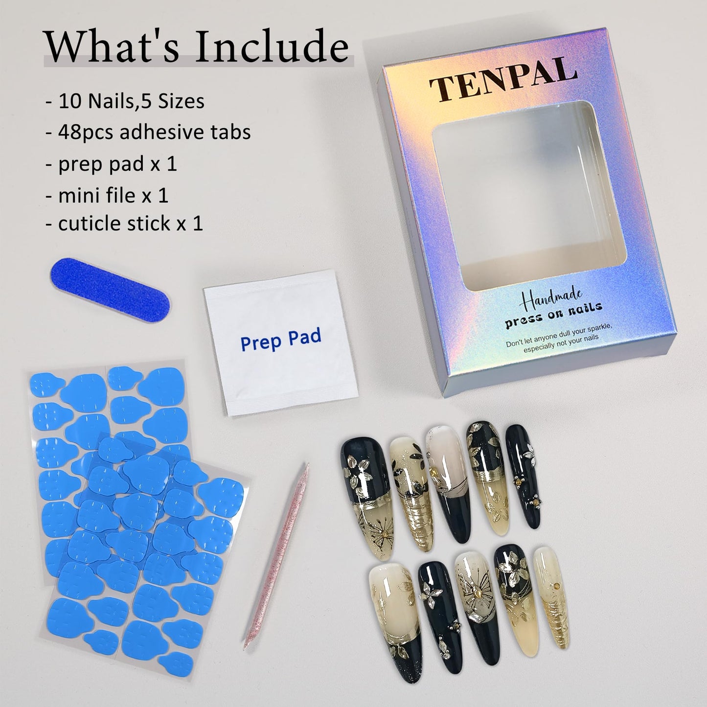 TENPAL 10Pcs Heirloom Chinese Bridal Press On Nails With Tools,Red Gold Phoenix Dragon Designs Fake Nails Long Stiletto,Full Crystals Heavy Relief Luxury Wedding Set Glue on Nails for Cheongsam(S)