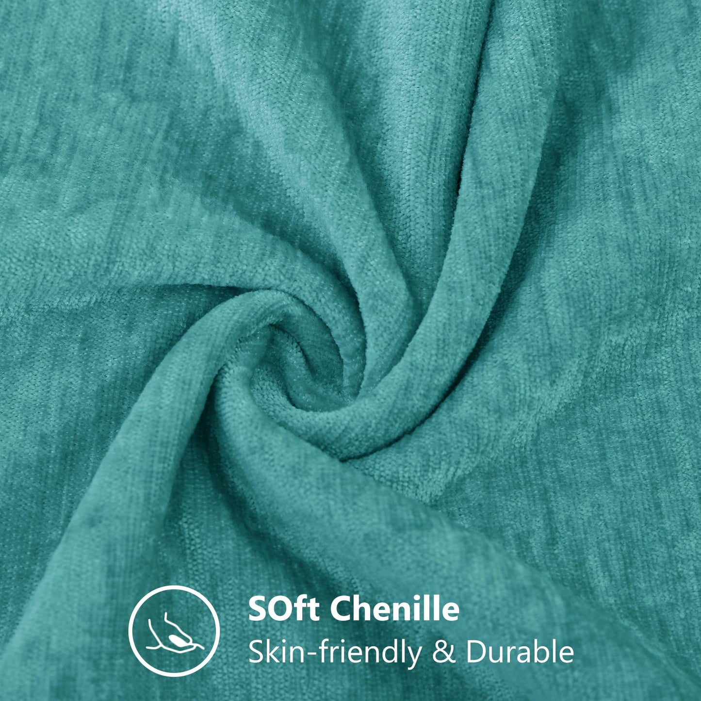 decorUhome Chenille Turquoise Summer Throw Pillow Covers 18x18 Inch Set of 2, Decorative Soft Couch Pillow Covers Solid Dyed Accent Farmhouse Neutral Square Pillow Cases for Sofa