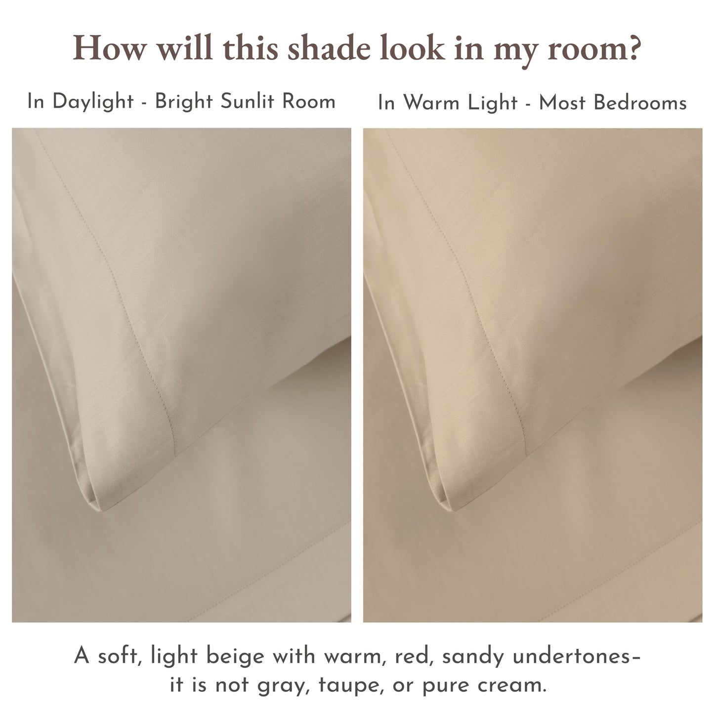 California Design Den 100% Cotton Pack of 2 Twin XL Sheet Sets, Soft & Durable Extra Long Twin Sheet Sets with 12" Pockets, Twin XL Sheets with Sateen Sheets - Beige (Warm Taupe)