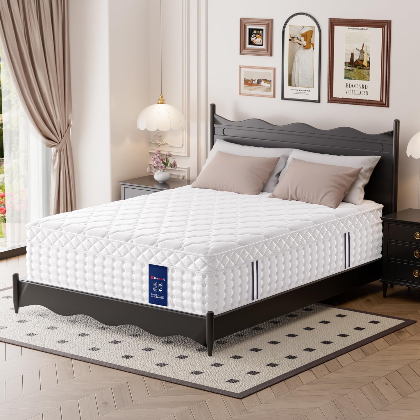 BinwinQ 12 Inch Full Size Hybrid Mattress in a Box, Plush Mattress with Memory Foam & Individually Pocketed Springs, Zoned Support, Pressure Relief & Comfort Sleep, CertiPUR-US Certified