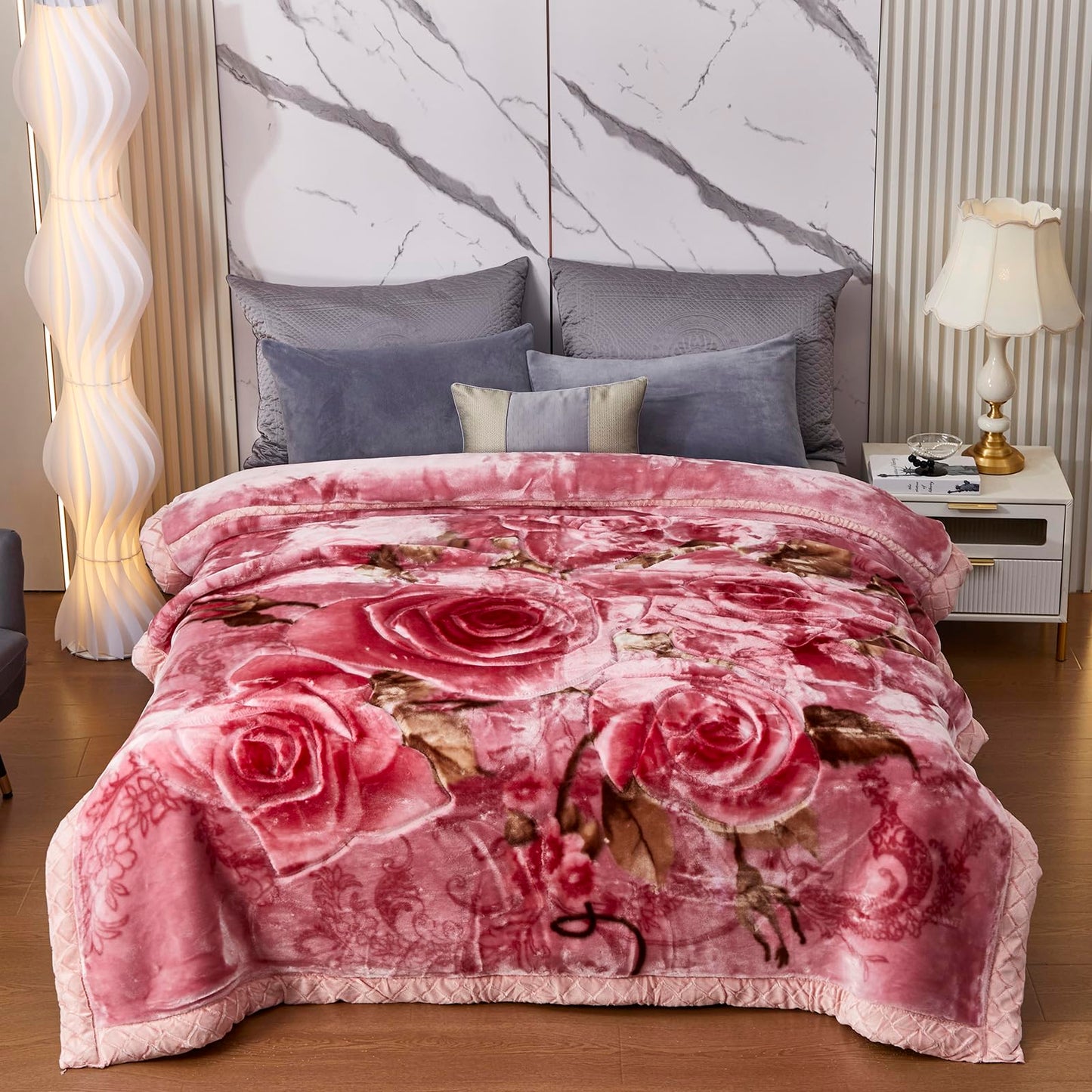 9 lbs Korean Faux Mink Fleece Blanket Queen Size 79×91 inch,2 ply Soft Warm Plush Flannel Blanket for The Cold Night.