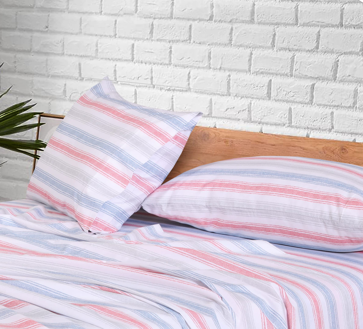 RUVANTI 100% Cotton Percale Sheets Twin Size – Crisp Cooling Bed Sheets for Hot Sleepers, Deep Pocket 16”, Soft Breathable & Durable Hotel-Style 3 Piece Set, Times