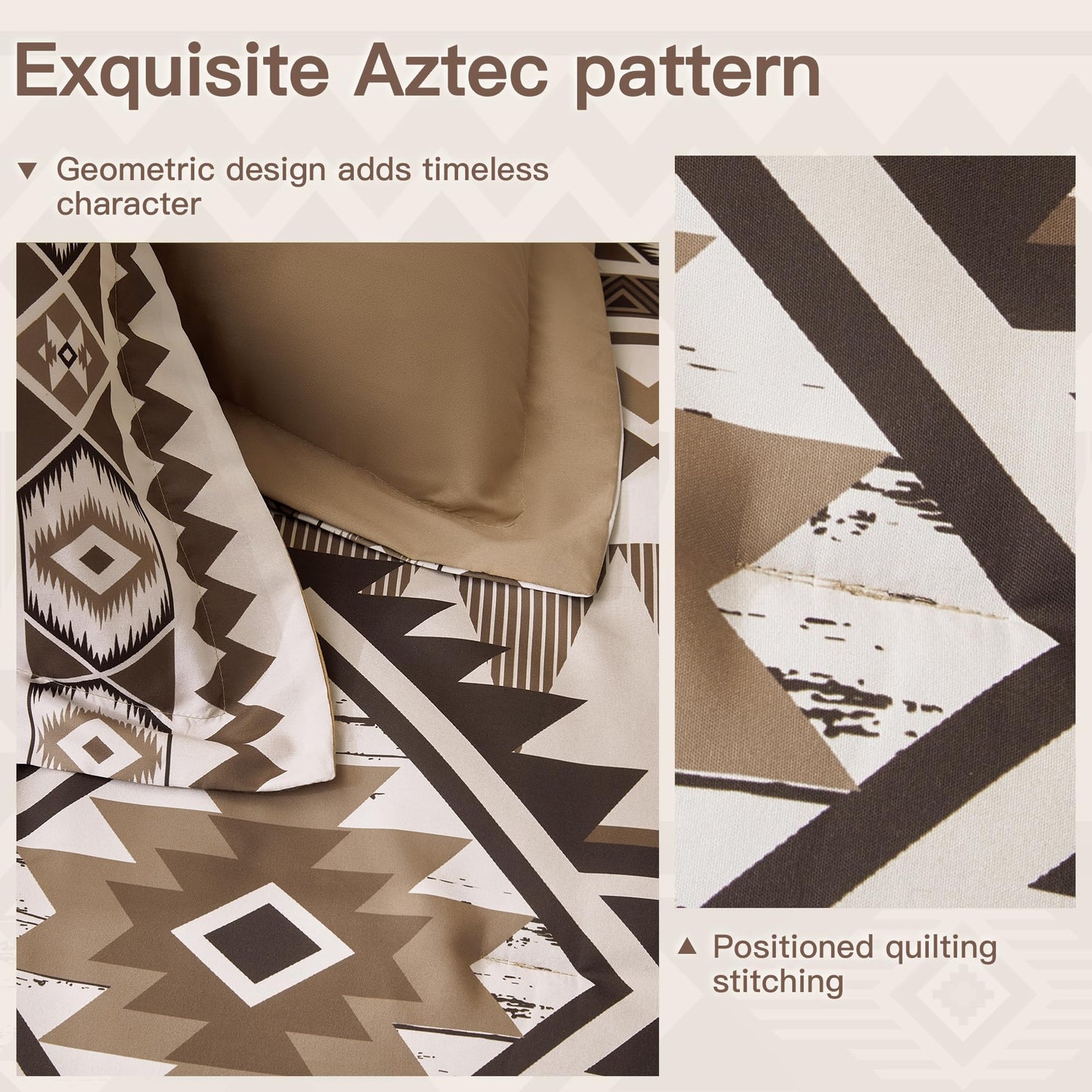 Tyrot Brown King Size Comforter Set – 3 Piece Boho Aztec Western Bedding Sets, Soft Lightweight Comforter for All Seasons, Southwestern Style, 1 Comforter & 2 Pillow Shams