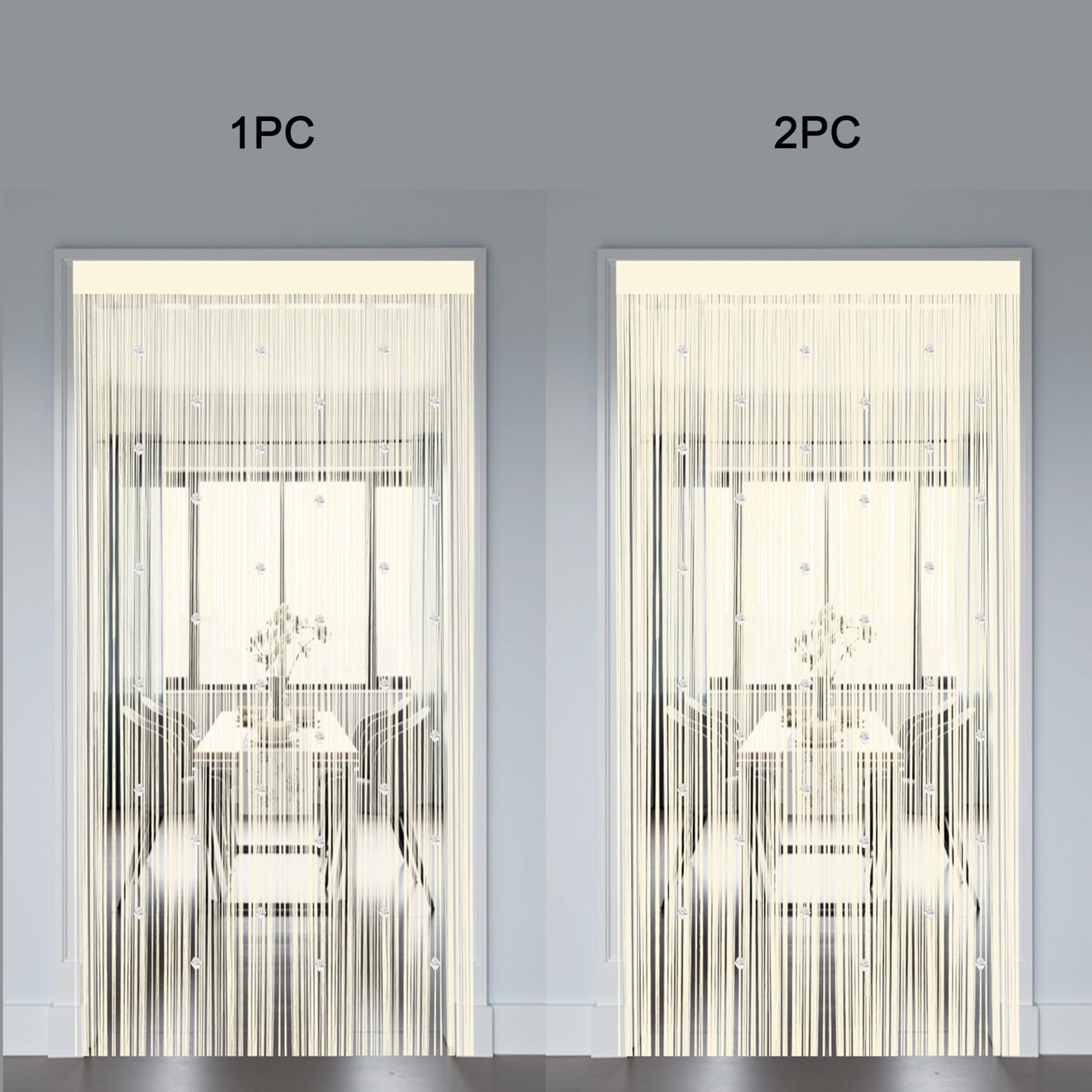 Beaded String Curtains for Doorways Boho Bedroom Decor Hanging Door Wall Beads Closet Window Curtain Room Divider Privacy Decorative (Champagne, 39" W x 79" L)