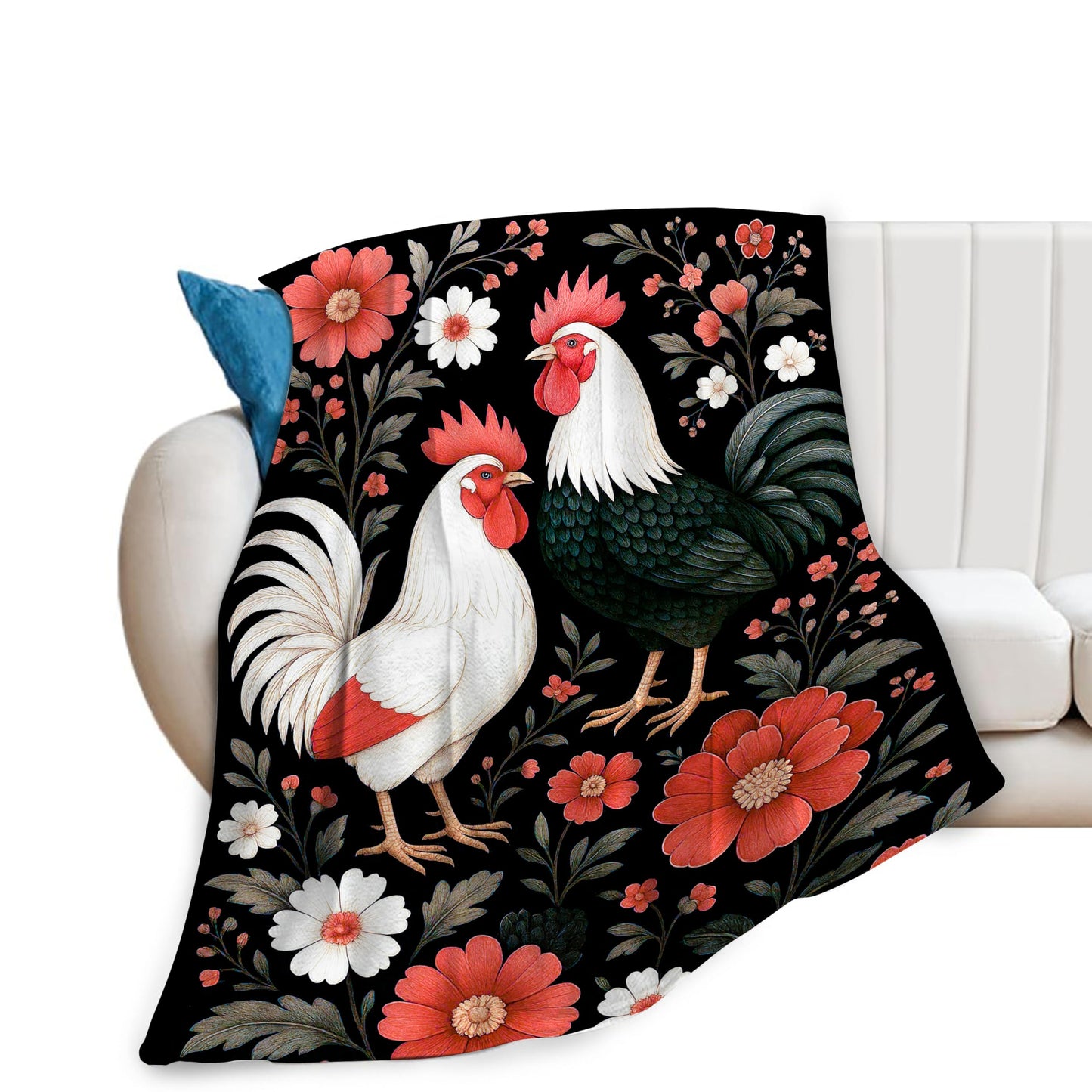 Chicken Blanket Chickens Throw Blanket Soft Warm Cozy Fleece Fuzzy Plush Flannel Blankets Gifts for Women Girls Boys Kids Adults 40"X50"