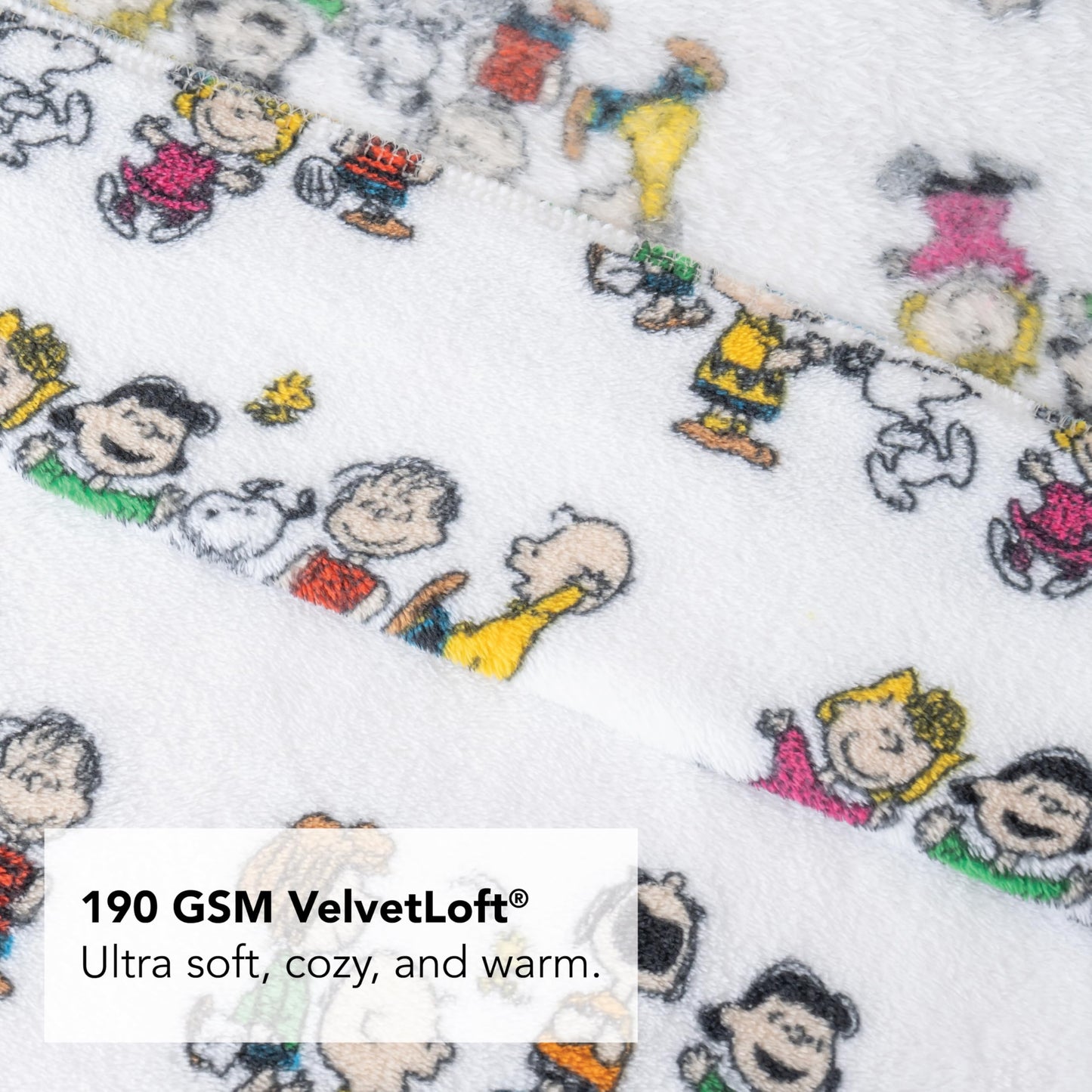 Berkshire Peanuts® Velvetloft® Plush Full Sheet Set,Extra Warm Fleece Sheets,4-Piece Cute Character Snoopy Printed Soft Plush Sheet Set,Laughing Small White