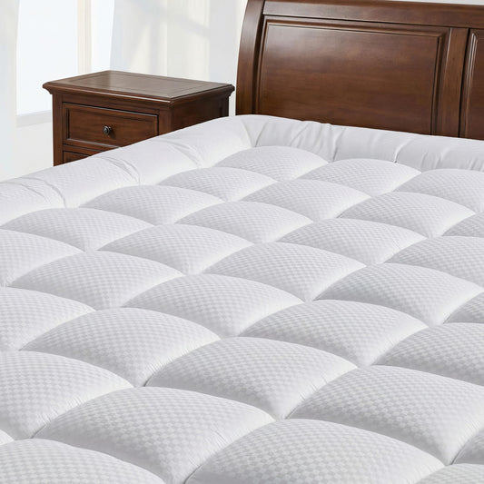 Bahalden Queen Size Quilted Fitted Mattress Pad with Deep Pocket 8-21" - Cooling Breathable Pillow Top Mattress Topper & Protector, Machine Washable, White, 60x80 Inches