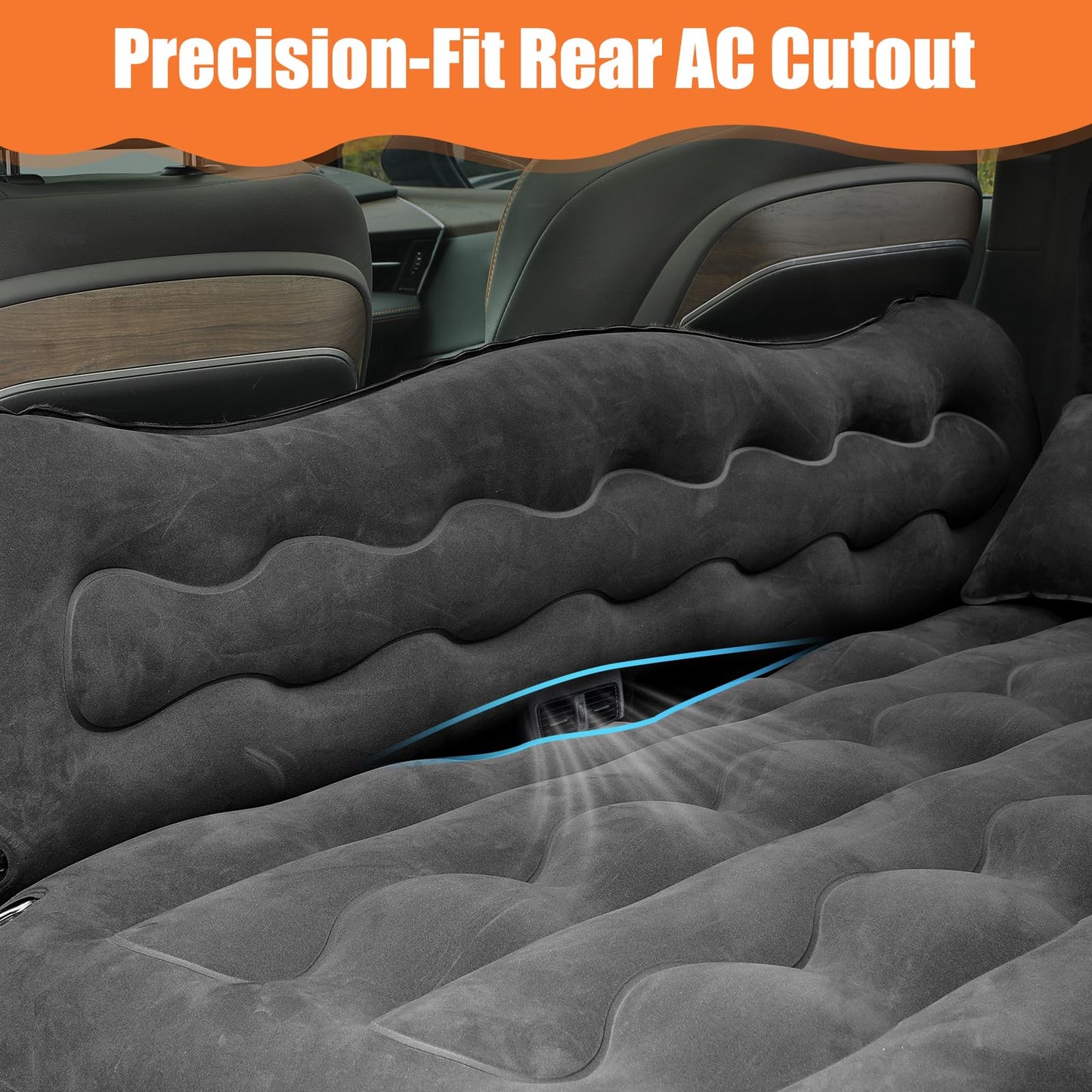 Uncle elk Car Air Mattress Bed - Inflatable Back Seat Air Mattress with Upgraded Wear-Resistant Pongee Bottom, Thick Camping Sleeping Pad with 2 Pillows & Air Pump, Fits Sedan/Truck/SUV, Black
