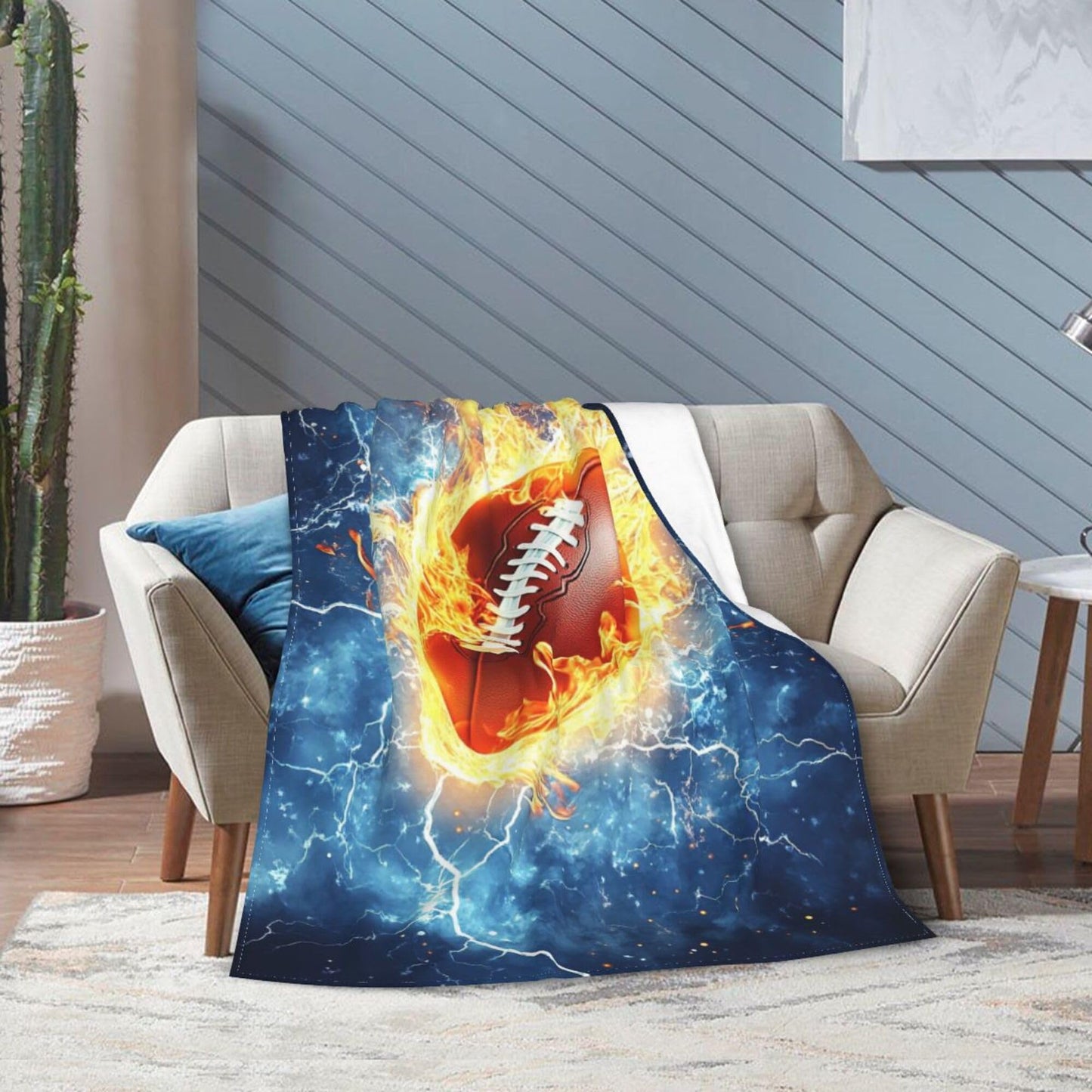 Football Blanket Football Fleece Throw Blanket Super Soft Fuzzy Plush Cozy Warm Footballs Decor Stuffed Bedding Blankets Gift for Boys, Girls Men Women Kids & Adult 50"x40"