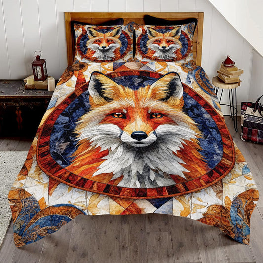 Jeminise Fox Patchwork Pattern Quilt Set, Animal Quilt Set Patchwork Style, Premium Quilt Pattern Bedspread for Mom Daughter, Fox Bedding Quilt (Full/Throw/Queen/King/Twin Size)
