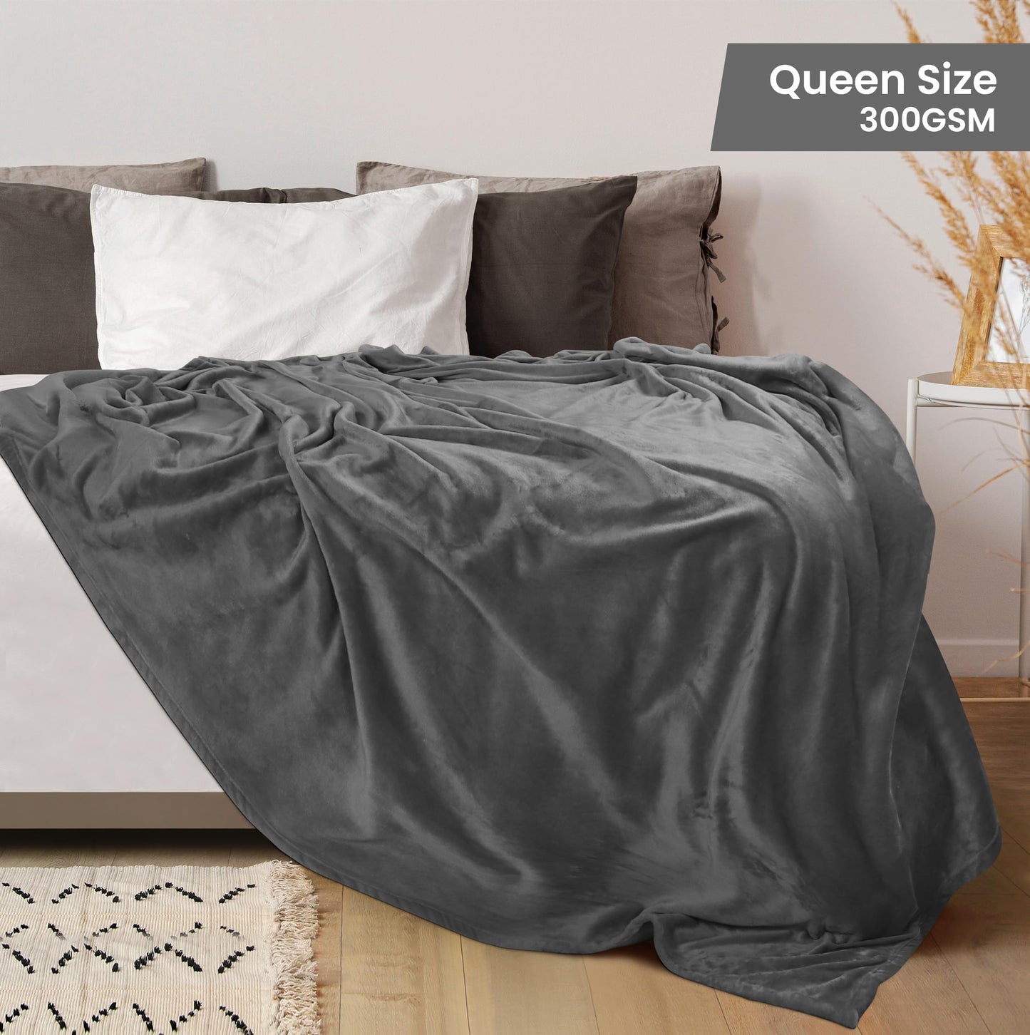 Utopia Bedding Fleece Blanket Queen Size Grey (90x90 Inches) Ultra Soft Warm Lightweight Microfiber Breathable Anti-Static Cozy Bed Blanket for Fathers Day, All-Season Home Decor Gift for Husband, Men