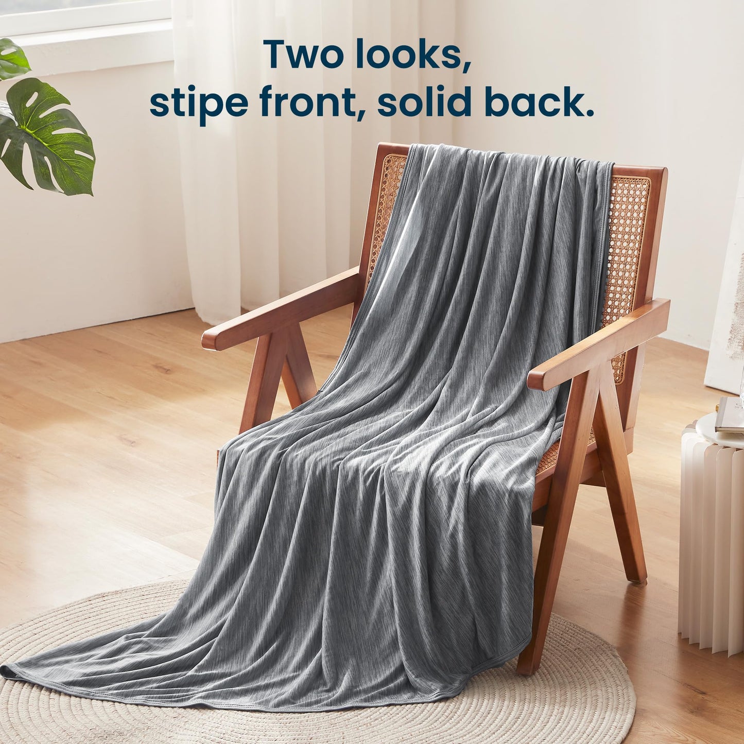 SLEEP ZONE Nanotex Cooling Blanket for Hot Sleepers, Double-Sided Cold Blanket King Size for Bed, Lightweight Summer Blankets for Sleeping (Dark Grey, 90''x108'')