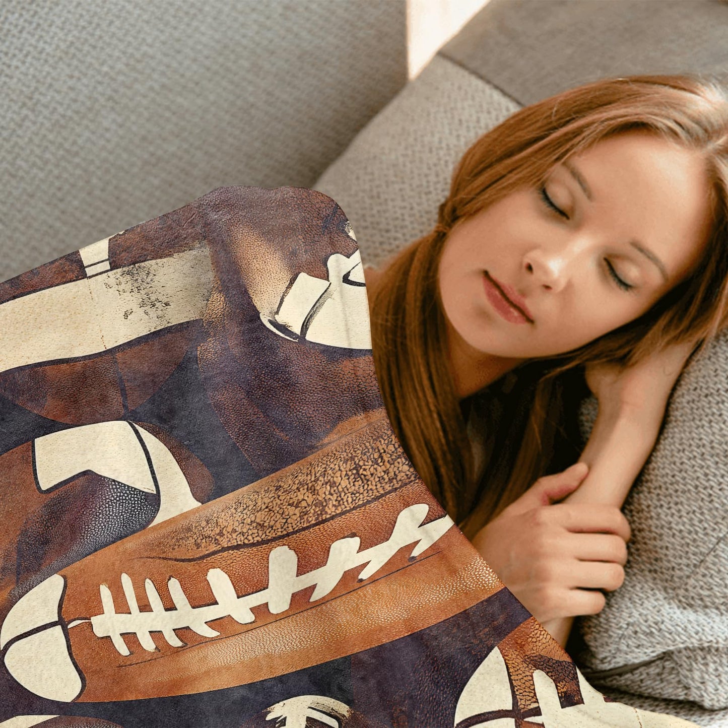 MIEPOS Football Throw Blanket,50x60in,Soft,Lightweight Flannel,Realistic Sport Balls Blankets - Gifts for Kids Women,Game Day Lovers,for Couch Office Travel,Home Living Room Cool Decor