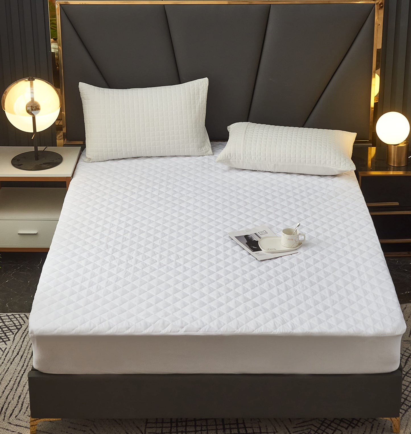 Elif Queen Size Mattress Protector, Waterproof, Quilted Cover Pad, Cooling, Soft, Comfortable, Deep Pocket, Breathable (Queen)