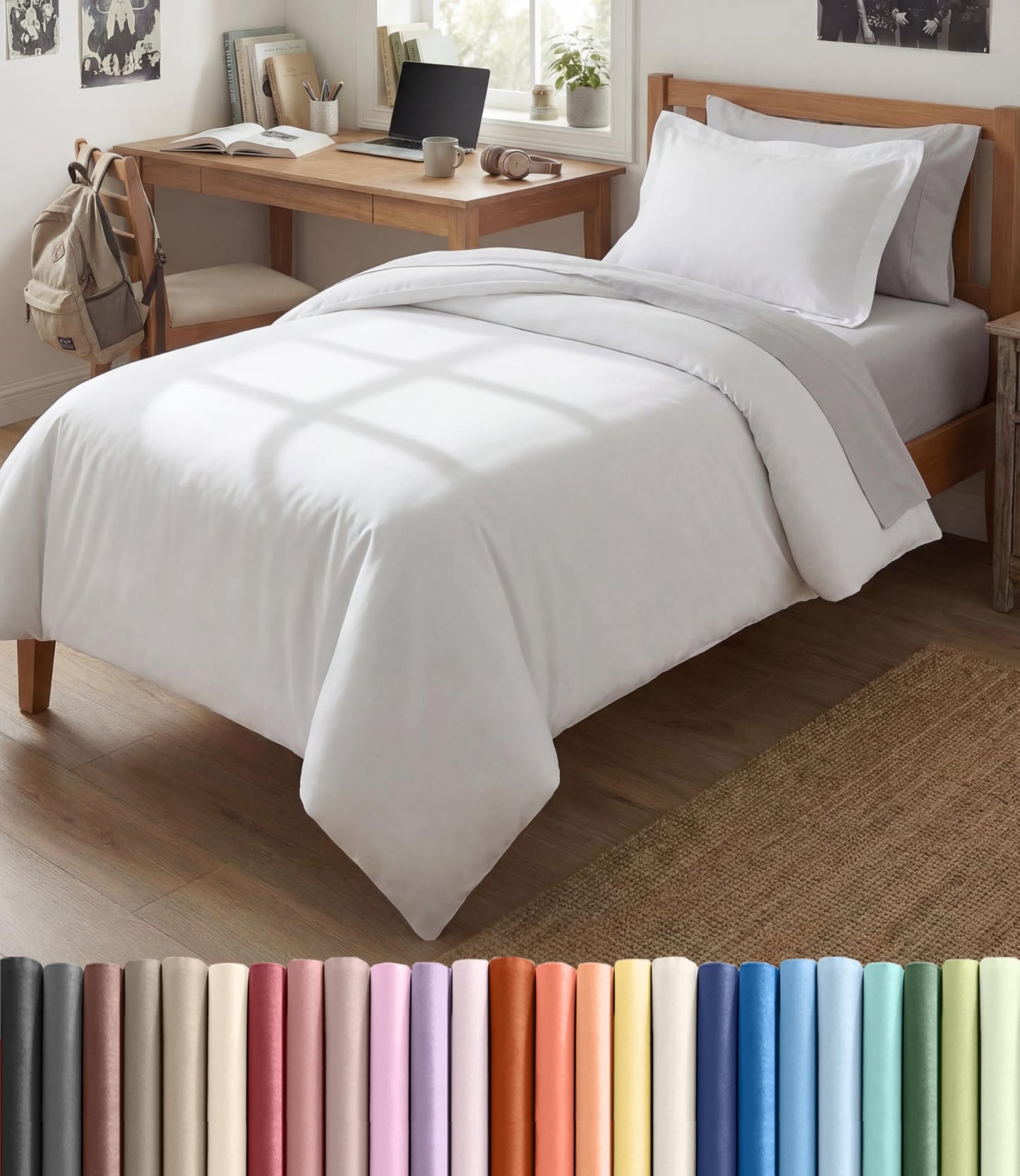 Duvet Cover Twin/Twin XL Size Set - Extra Soft Twin/Twin XL Duvet Cover 68" x 90" with 1 Pillow Sham for Women, Men, Kids & Teens - Comfy, Easy-Care & Fade Free with Zipper Closures and Ties (White)