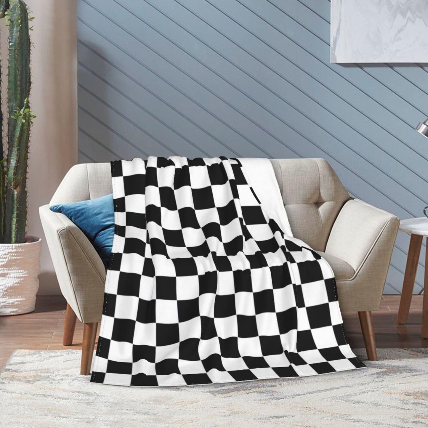 Black and White Checkered Throw Blanket, 320GSM Flannel Blankets for Women Girls Kids Boys Men, Checkerboard Bed Blanket Super Soft Cozy for Bed Sofa Couch Gifts (Black and White, 50"x40")