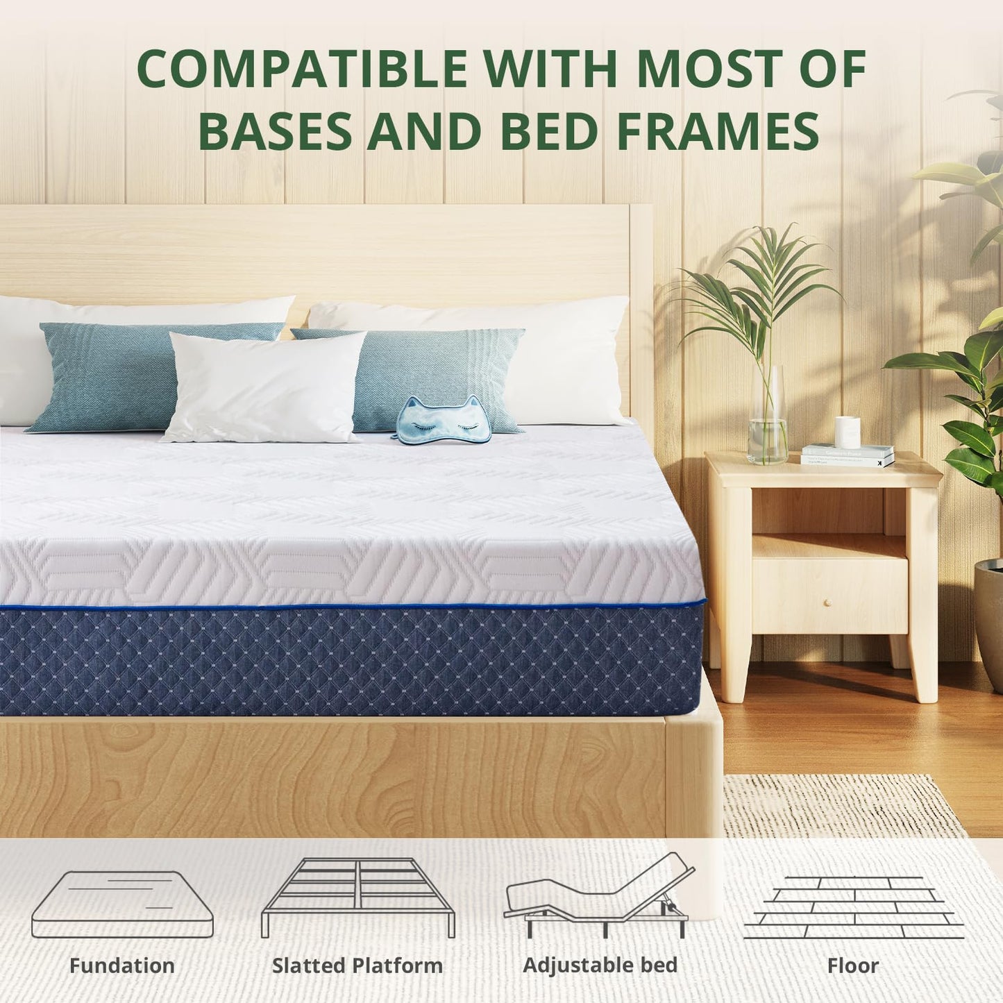 Emerspring Queen Mattress, 14 Inch Queen Size Mattress in a Box, Firm Gel Memory Foam for Contouring Support & Pressure Relief, Assembled in The USA, CertiPUR-US Certified, Fiberglass Free
