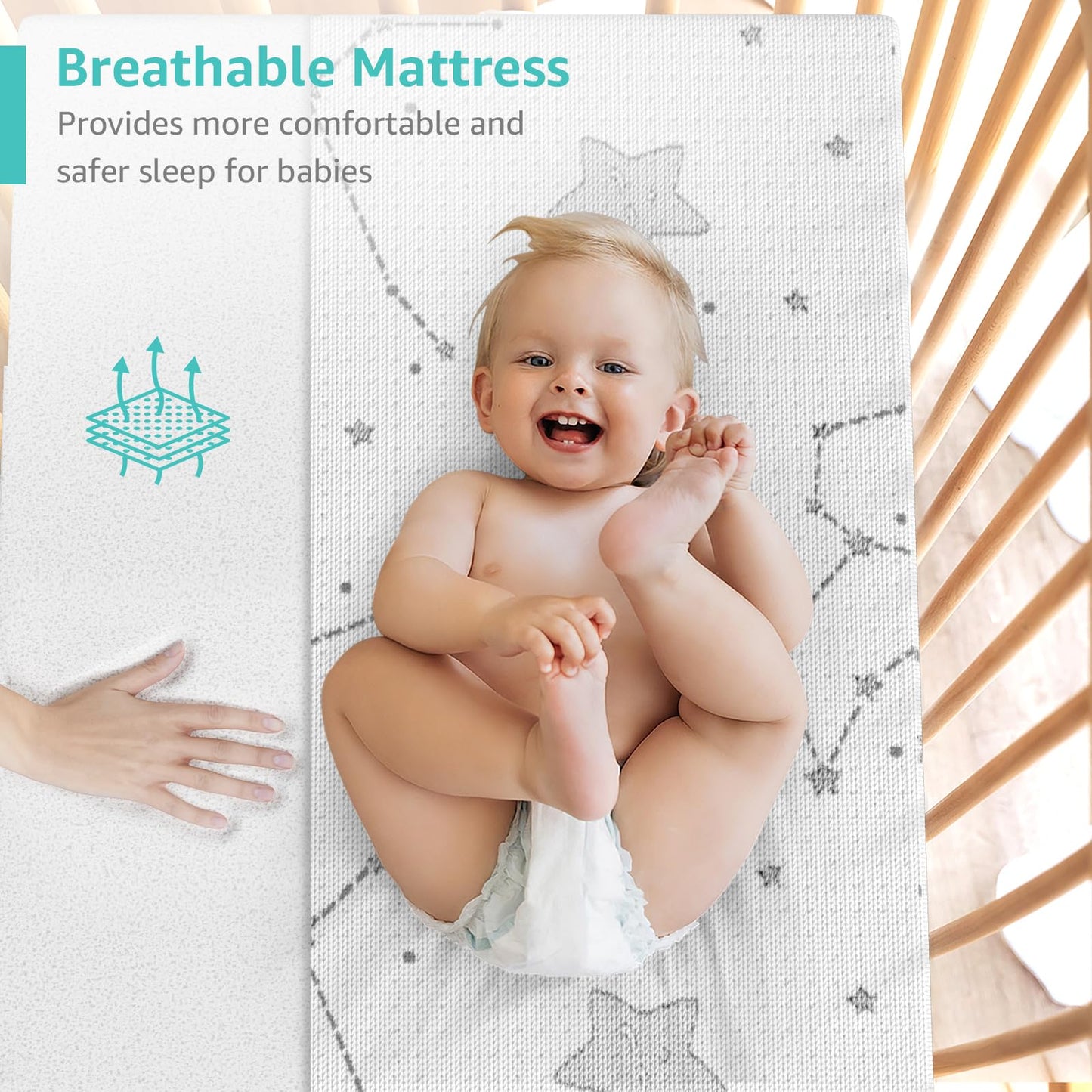YENING Breathable Pack and Play Mattress Pad 38x26 Waterproof Baby Mattress for Pack N Play Matress Topper Waterproof 2 Pack