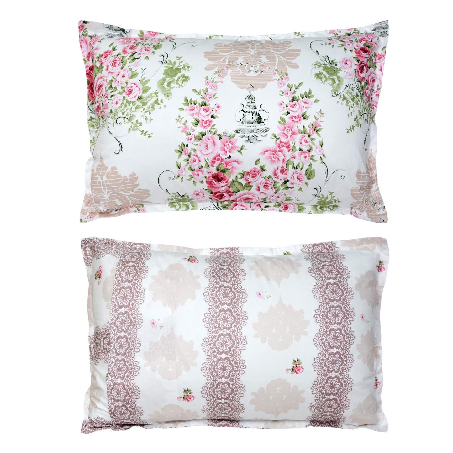 FADFAY Pink Rose Floral Duvet Cover Set 100% Cotton Girls Bedding with Hidden Zipper Closure 3 Pieces, 1duvet Cover & 2pillowcases,King/California King Size