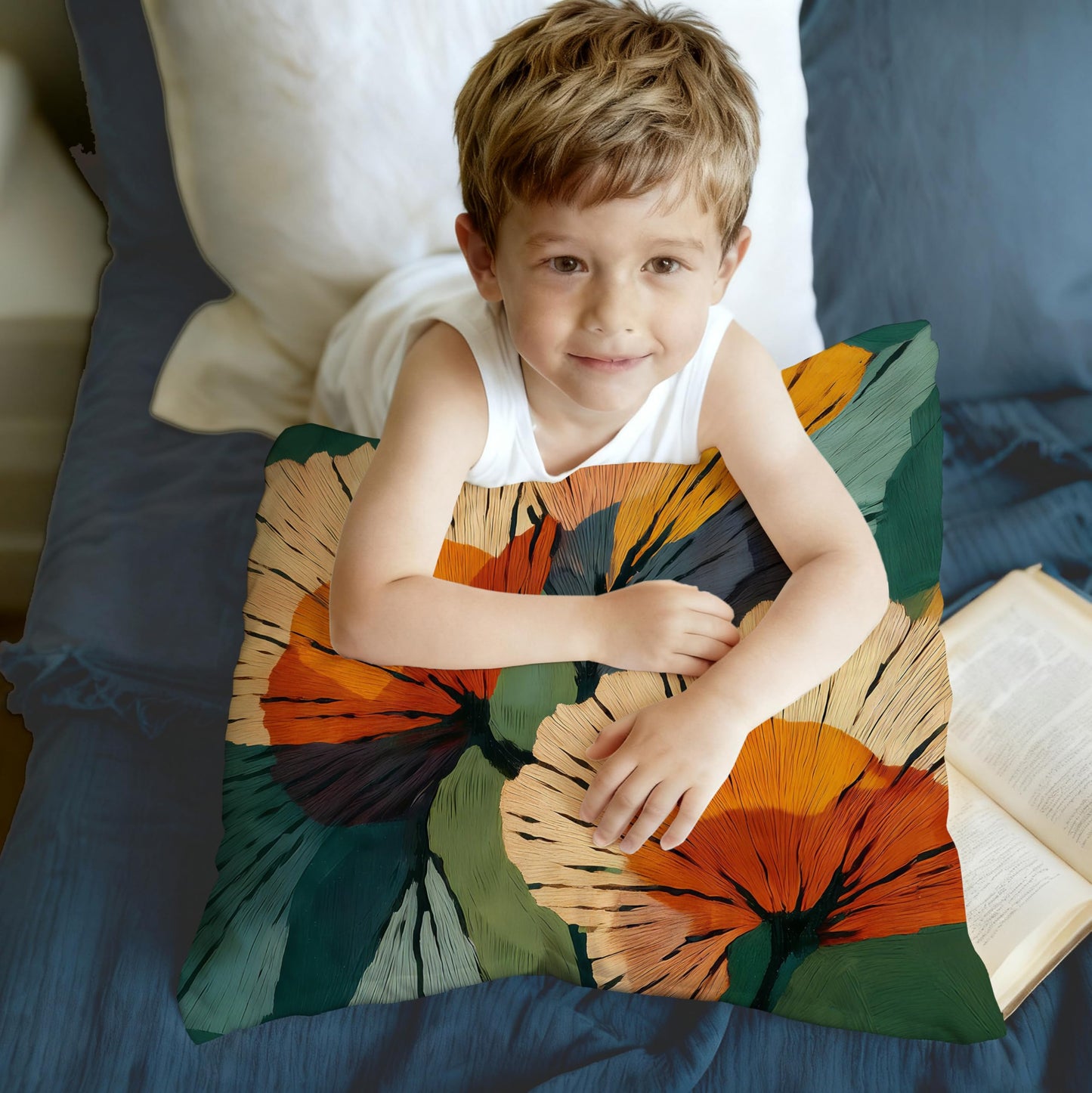 efgthyjdh Abstract Botanical Art Floral Pillow Covers 18x18, Mid Century Modern Terracotta and Orange Flower Decorative Throw Pillow Covers Pillowcases for Living Room Home Bedroom