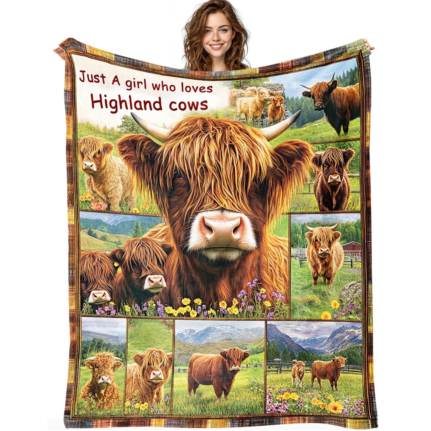 Highland Cow Blanket Highland Cow Decor Cozy Animal Throw Super Soft Plush Flannel Fleece Blanket Gift for Kids Adults Men Women Ultra Warm & Lightweight Flannel, 50"X40"