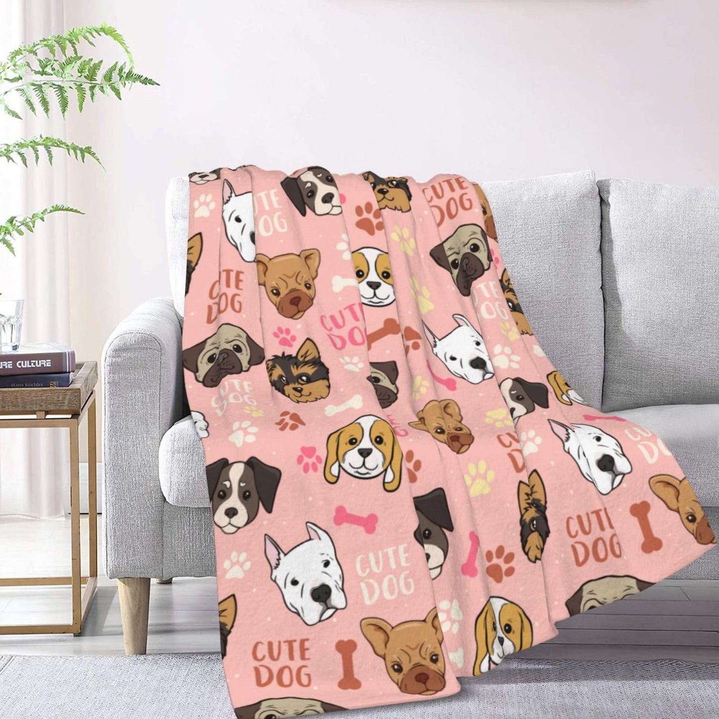 Cute Dogs Puppy Dog Fleece Blanket - Soft Cozy Plush Throw Blanket for Adults Kids Pet, Lightweight Warm Flannel Sherpa Blanket for Couch Bed Sofa, Gift for Dog Lovers 50"x40"
