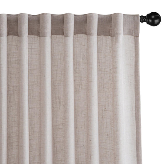 VISIONTEX Camel Linen Curtains 84 Inches Long Light Filtering Semi Sheer Drape for Bedroom Living Room 2 Panel Farmhouse Country Boho Style Back Tab Rod Pocket Ivory Cream Aesthetic Decor