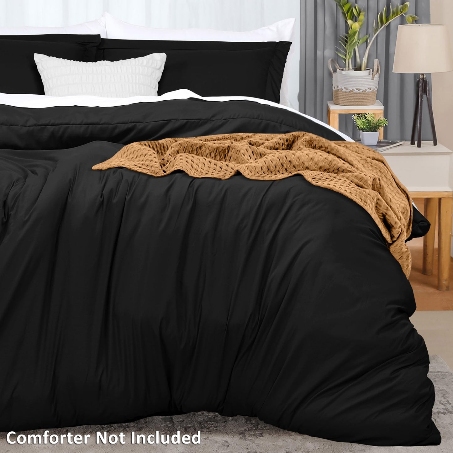 Utopia Bedding Duvet Cover Queen Size - 3 Piece with Zipper Closure - 1 Comforter Cover 90X90 Inches & 2 Pillow Shams 20X26 Inches (Black) Comforter Not Included
