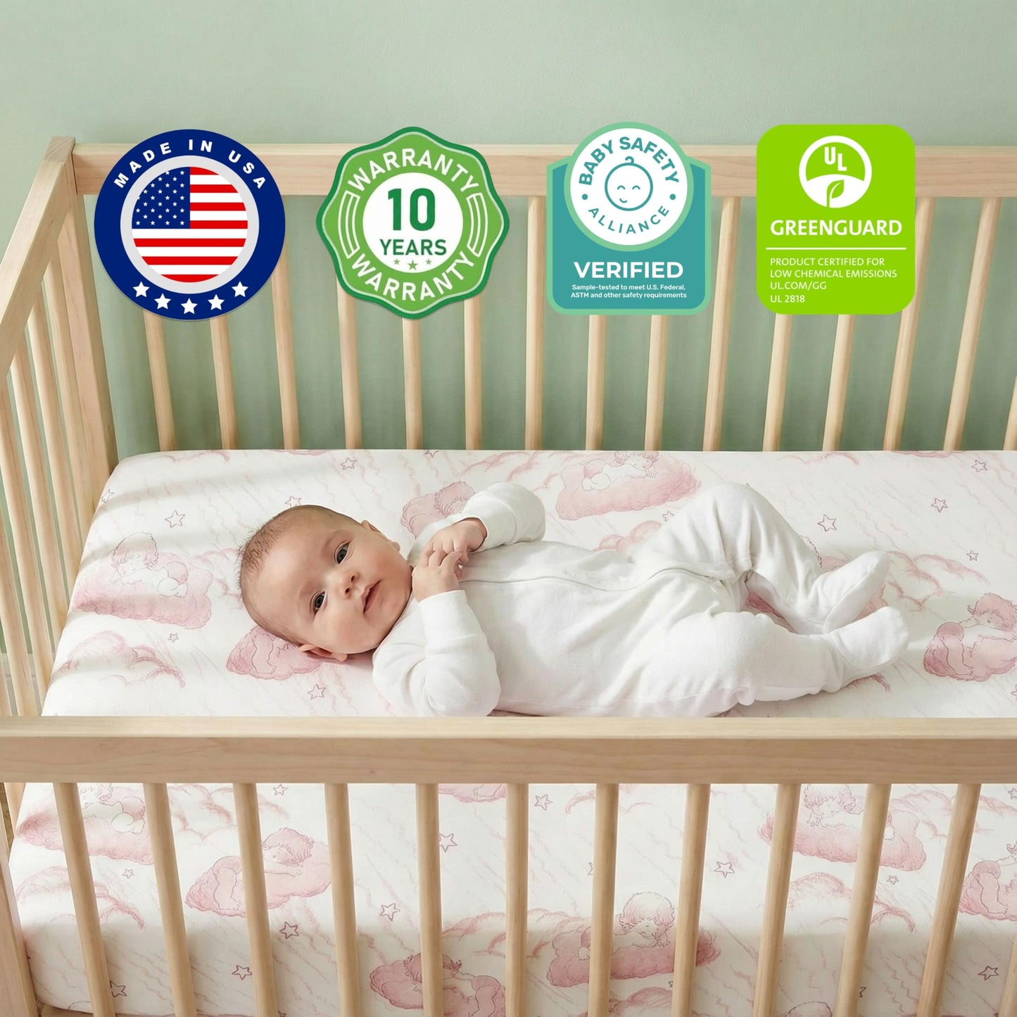 Dream On Me Serene Snooze 2-in-1 Crib Mattress, Dual-Sided for Infants & Toddlers, Waterproof Cover, GREENGUARD Gold Certified, Fits Full Size Crib & Toddler Bed, 52” x 28” x 5”
