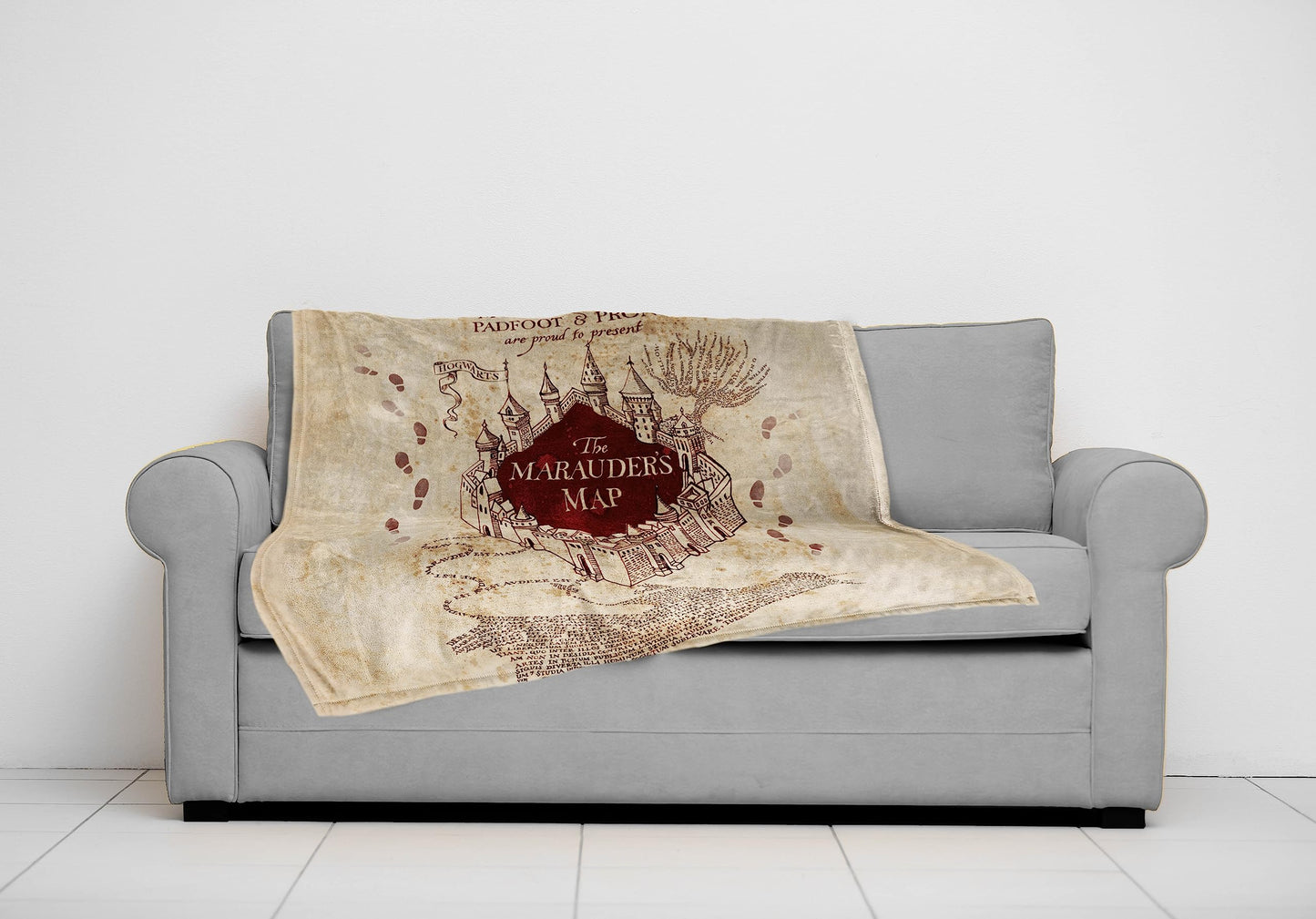 Jay Franco Harry Potter Marauders Map Throw Blanket 50 x 70 Inches, Super Soft Cozy Fleece, Fade Resistant, Hogwarts Map Design, Machine Washable (Official Harry Potter Product)