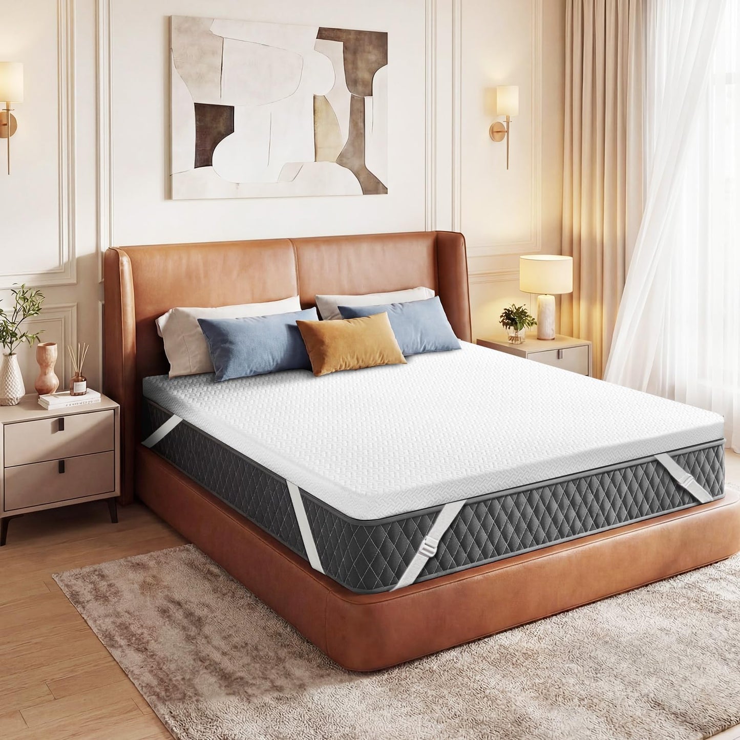 Czpalo 3 Inch Gel Memory Foam Mattress Topper Queen, Cooling Mattress Topper with Removable & Washable Bamboo Cover, CertiPUR-US Certified