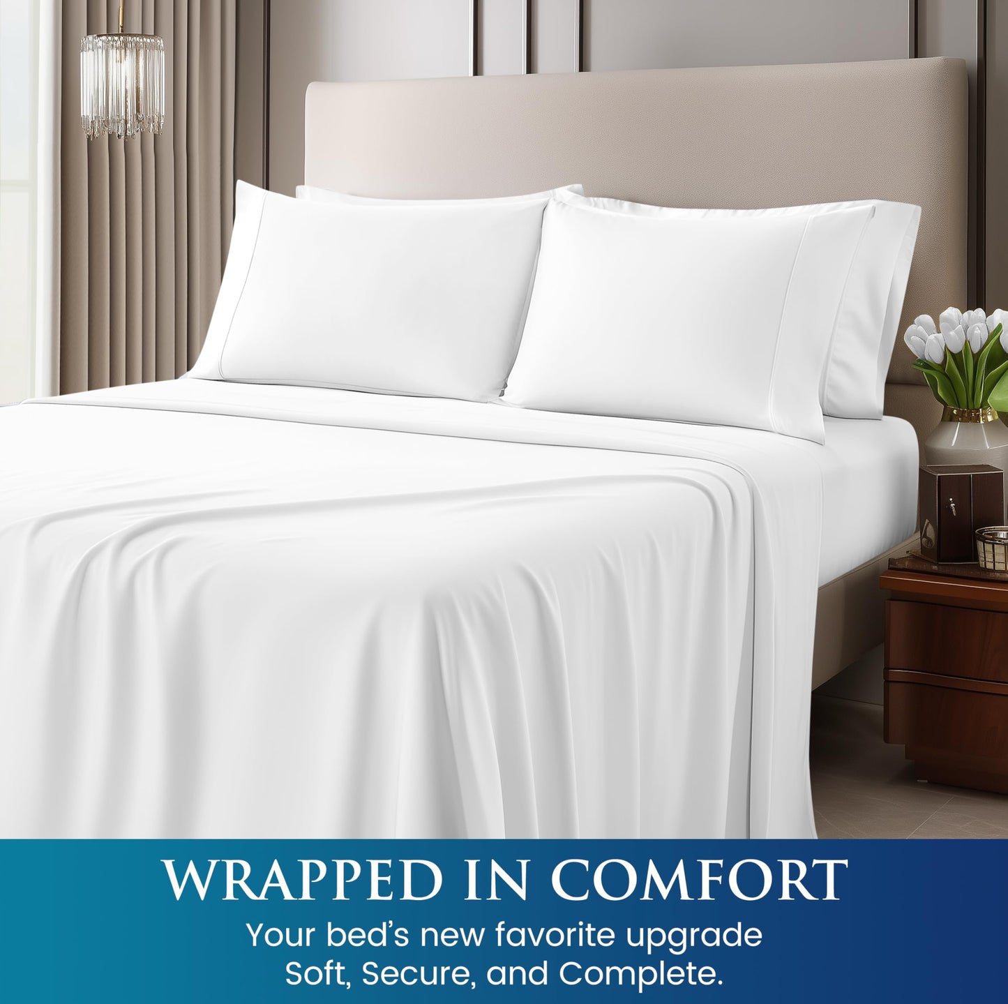 Utopia Bedding Queen Sheet Set, Soft Microfiber 4 Piece Bed Sheets with 15" Deep Pocket - Easy Care Brushed Microfiber (Queen, White)