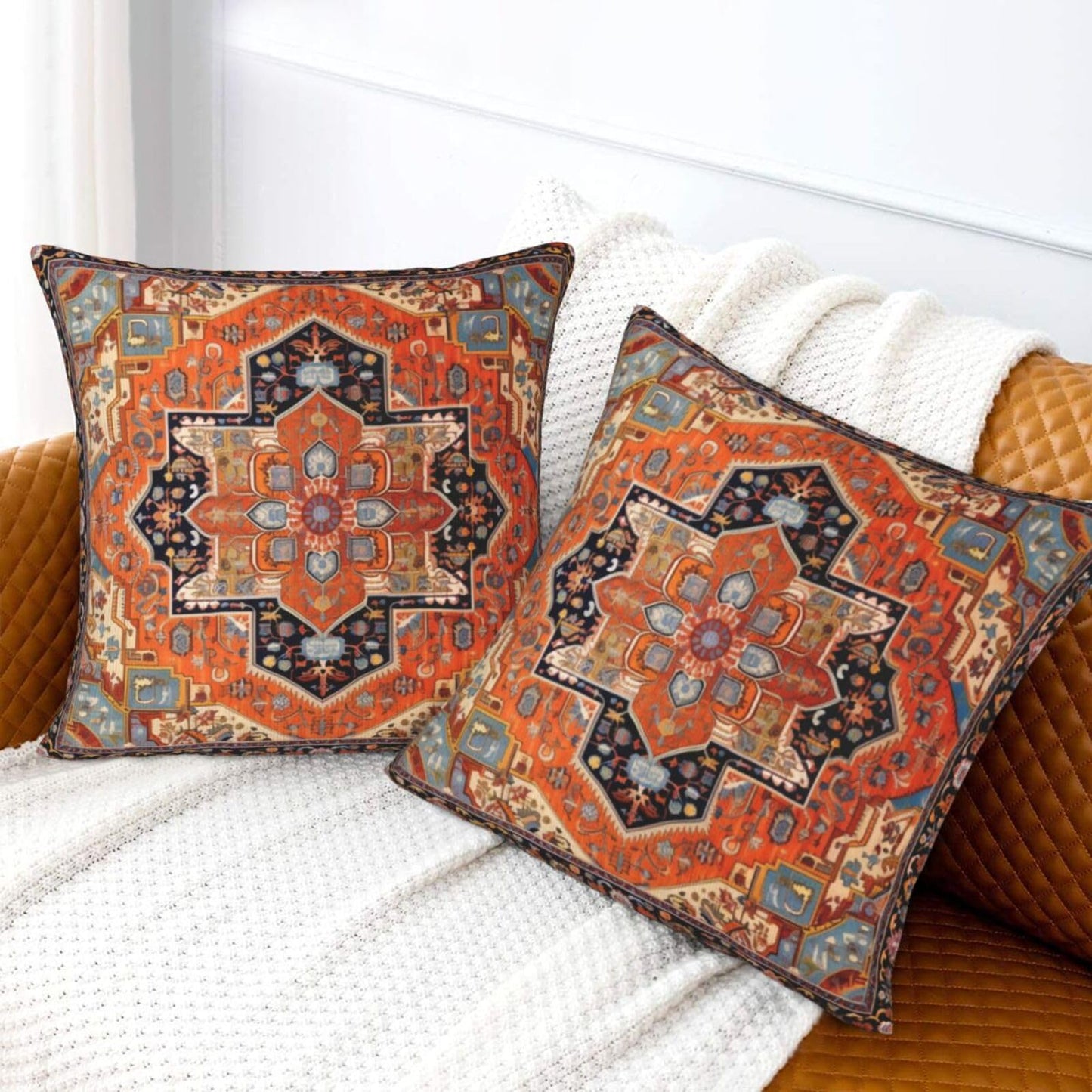 aipoase Geometric Bohemian Throw Pillow Covers 18 X 18 Inch Set of 2 Pillow Cases Decoration Cushion Cover for Sofa Bedroom Living Room Outdoor