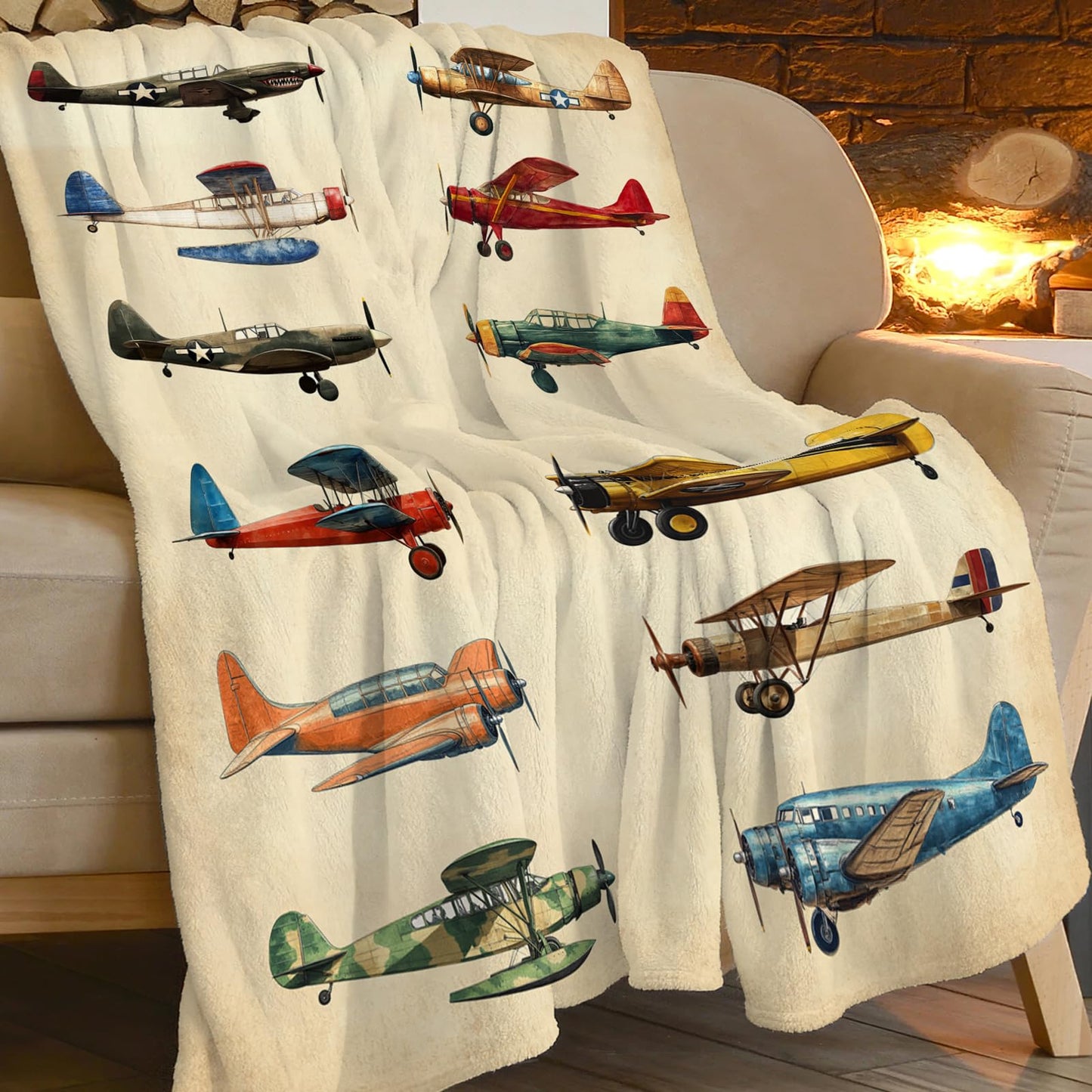 Airplane Blanket, Aircraft Throw Blanket, Travel Blankets, Plane Gifts, Airplane Stuff Fleece Flannel Plush for Women Men Boys Girls Lover Adults Soft Bedding for Sofa Bed Office Home Decor 50"X40"