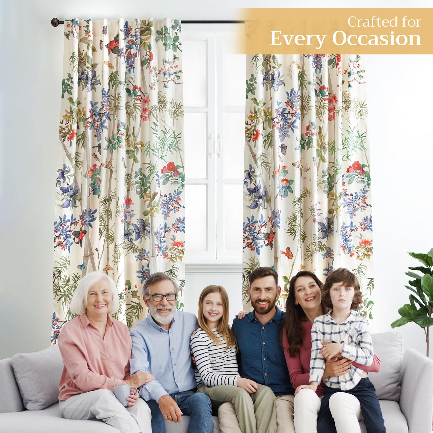 Maison d' Hermine Curtains for Living Room 100% Cotton 96 inch Length One Panel Light Filtering Curtains for Windows with Rod and Loop Pockets Spring Summer (Canne - Light Beige, 50" W x 96" L)
