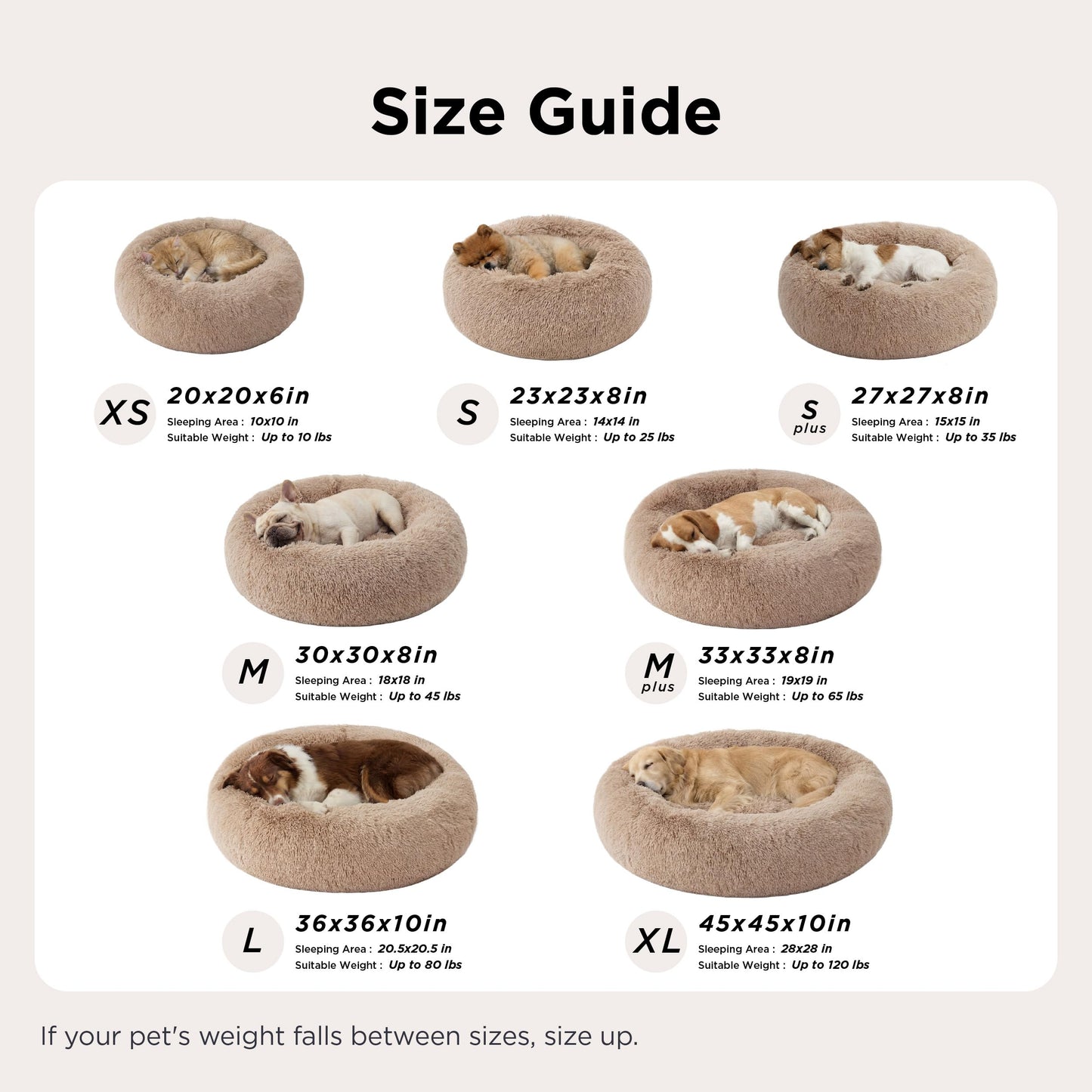 Bedsure Calming Dog Beds Large Sized Dog - Donut Washable Large Pet Bed, 36 inches Anti-Slip Round Fluffy Plush Faux Fur Dogs Bed, Fits up to 80 lbs Pets, Camel