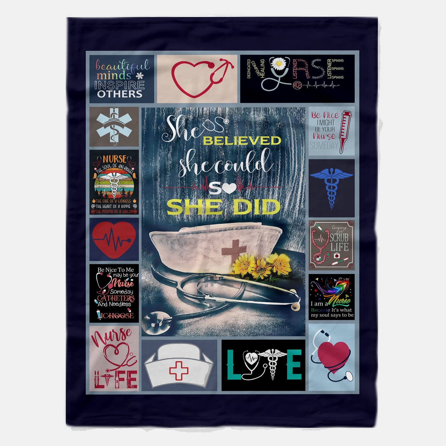 Nurse Gifts for Women Nurse Blanket Super Soft Fleece Throw Blankets RN Gifts for Women Nurses Week Gifts Thank You Present for LPN Thanksgiving Christmas 50x60 (Blue)