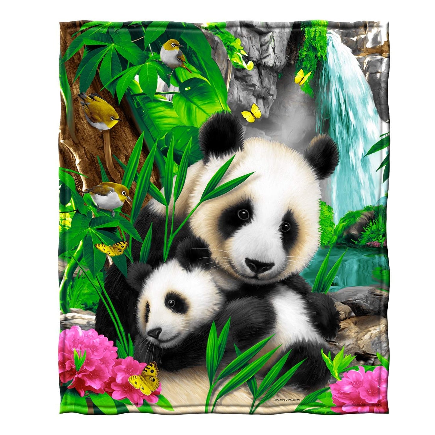 Dawhud Direct Precious Pandas Fleece Blanket for Bed, 75" x 90" Queen Size Panda Fleece Throw Blanket for Women, Men and Kids - Super Soft Plush Panda Blanket Throw