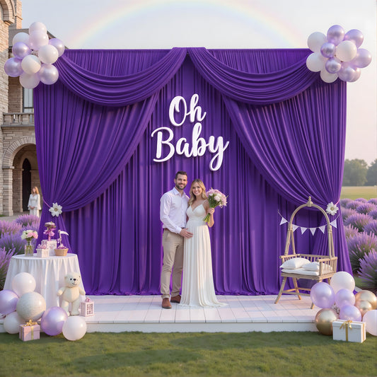 10ftx12ft Purple Backdrop Curtains for Wedding-Wrinkle Free Backdrops Curtain Drapes Fabric Decorations Photo Back Drop Cloth for Baby Shower Photography Stage Reception 2Panels 12ft(H) x 5ft(W)